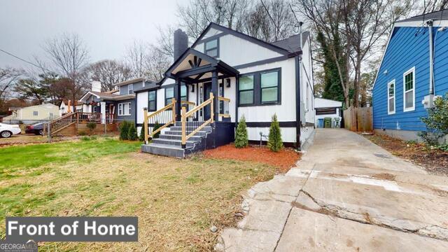 FRESHLY RENOVATED trendy Craftsman style abode in convenient location minutes to downtown Atlanta, the Belt Line, Mercedes Benz Stadium, Adams Lake, Top Golf, colleges and universities, the airport, dining, shopping & major roadways. Opening the front door your eyes are greeted by the open concept living and dining room with 9 ft ceilings offering space for entertaining as well as the every day mundane tasks which seem more enjoyable when surrounded by the interior of this updated beauty. The large kitchen is located off the dining room with new white cabinetry, granite counters, newer stainless appliances and tons of storage. The oversized primary suite is on the main level flooded with natural light while the bath has a large tiled shower, designer sinks and lighting. The secondary bedroom offers privacy, high ceilings, a walk-in closet and views to the back yard. The hall bath is spectacular in size, outfitted with designer sinks, cabinetry and lighting. Laundry room located on the main floor, full-sized and ready to accommodate a standard washer and dryer as well as storage. Upstairs you'll discover the loft is ample in size offering a perfect flex space for work at home, play area or an entertainment space. You'll also find there is a huge bedroom with high ceilings and a private full bath retreat. This gem has LVP flooring throughout, granite and tile in all the baths, designer finishes and hardware throughout. Situated on a nice sized level lot with a private backyard offering mature landscaping this renovated value is yours to discover and enjoy!