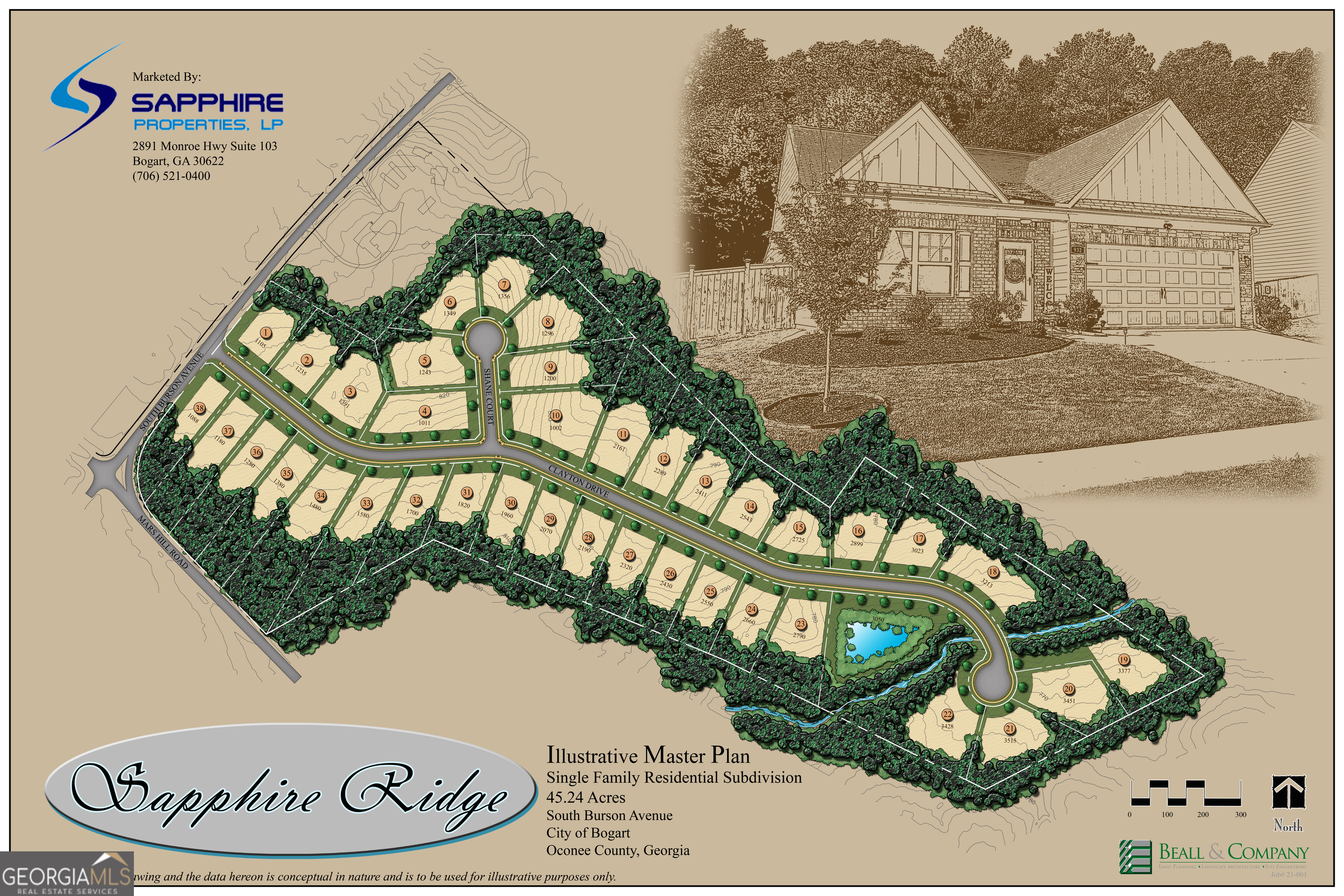 CALLING ALL INVESTORS, Start 2025 off right with a new neighborhood! 45 acres+- of land in Oconee Co. Expect final plat for this NEW upcoming neighborhood (Sapphire Ridge) in 2024, Roads and all utilities are already in place! Most of the 38 residential lots are flat with approvals by Environmental health and Oconee county for septic's. Not to mention the excellent location in North Oconee schools, half a mile to 316 and only 30 mins to Gwinnett county.   Ideal for semi custom homes selling in the 800-1MN range. min SQFT is 1600 for one level and 1850 SQFT for two level.  Seller will not split subdivision.