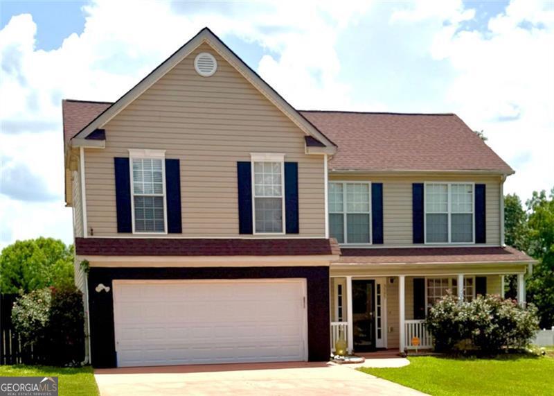 Don't miss this conveniently located 4-bedroom, 2.5 bath single-family home located on a quiet cul-de-sac in Ellenwood, Ga., with no HOA. Built in 2004, this spacious 2,036 sq. ft. home sits on a large 0.44 acre corner lot and features a PRIVACY FENCE for added seclusion. The main level includes a welcoming foyer with hardwood floors & tile throughout, that leads to a SPACIOUS kitchen with an eat in nook bar, a crystal chandelier light pendant & a built in wine rack. Directly across front the kitchen is the open plan family room and fireplace! While upstairs offers a thoughtfully designed layout with the Primary suite featuring vaulted ceilings, a dual vanity, soaking tub, and a separate shower stall-perfect for relaxing after a long day. This 2nd level also includes 3 secondary bedrooms, a full hallway bath, with the laundry room in the hallway. Conveniently located off I-675, with easy access to shopping, dining, & downtown Atlanta. Ideal for buyers seeking space, privacy, and accessibility. Motivated Seller!! Practically new roof at 3 years of age! Carpet allowance will be given!!