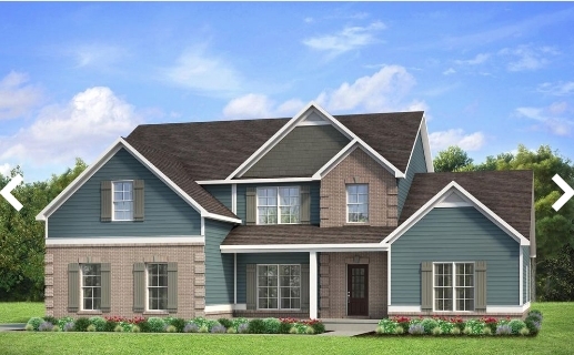 The Henry II plan built by Knight Homes in Everton. Impressive home on spacious lot with 4 car garage. Home features 5 bedrooms, 3.5 bathrooms, family room with fireplace, 2nd floor loft area for recreation, jack and jill bathroom, Owners suite on main floor with bay window and luxury bathroom with free-standing soaking tub, tile shower, tile floor, separate vanities with granite tops, and huge walk-in closet. Wood floor in foyer, dining room, family room, kitchen, breakfast area and mudroom. Oak treads on stairs, gourmet kitchen with stainless appliances to include wall oven, built in microwave, gas cooktop with painted canopy vent hood, dishwasher, apron (farm) sink, painted cabinets and granite kitchen island. Covered front and rear porches, large backyard. Stock photos