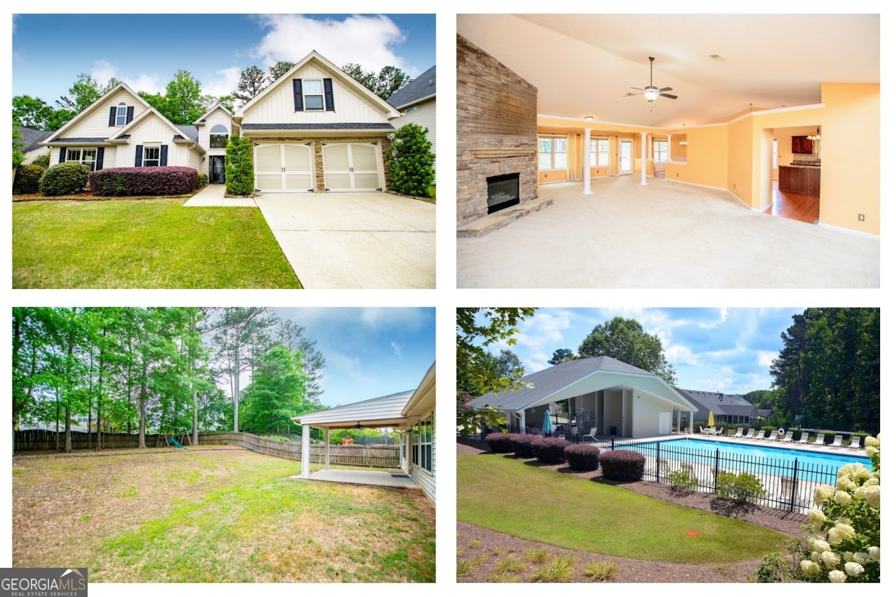 Welcome to this beautifully maintained 4-bedroom, 2-bath, spacious ranch-style home in The Reserve at Reid Plantation. Inside, you'll find a huge vaulted family room with a striking floor-to-ceiling stacked stone fireplace - a warm gathering spot for friends and family. The eat-in kitchen offers plenty of cabinetry, an island, stainless steel appliances, a pantry, and connects seamlessly to the formal dining room, perfect for hosting dinners or casual meals. The spacious owner's suite features a versatile sitting or office area, two walk-in closets, a soaking tub, and a separate shower providing a quiet retreat. Step outside to enjoy a covered back porch overlooking the fenced backyard, ideal for relaxing or entertaining. This home has been thoughtfully cared for, with a New water heater, HVAC replaced in 2023, Roof replaced in 2017, and the Seller offering a $3500 paint allowance. Residents of The Reserve at Reid Plantation enjoy great neighborhood amenities, including a swimming pool, tennis courts, and a playground. This inviting home combines comfort, style, and peace of mind - all in one of Villa Rica's most desirable communities. Located minutes from I-20, shopping, and dining.