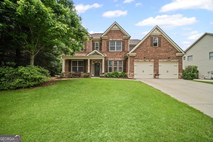 This stunning residence combines style, space, and comfort in one of the state's best school districts. You'll love the beautiful curb appeal and inviting setting that instantly makes you feel at home.  Step inside to discover an interior filled with thoughtful touches, from the formal dining room with coffered ceiling to the flexible front room, perfect for a home office, playroom, or creative space.  The open-concept kitchen is a dream for anyone who loves to cook or entertain, featuring a large island with seating, a butler's pantry, and seamless flow into the family room and breakfast area. On the main level, a spacious junior suite with a full bath offers a comfortable retreat for guests or extended family.  The outdoor area is complete with a screened patio, stone fireplace (gas), ceiling fan, and wood privacy fence, perfect for relaxing evenings or weekend get-togethers.  Upstairs, you'll find four large bedrooms, a media room, three full baths, and a convenient laundry room. The primary suite is your personal retreat, featuring a sitting area, spa-inspired bath with soaking tub and oversized shower, dual vanities, and walk-in closet.  Living in Pleasant Manor Estates means more than just a beautiful home.  You'll enjoy a welcoming swim and play community, neighborhood events year-round, and friendly neighbors that make it a special place to call home.