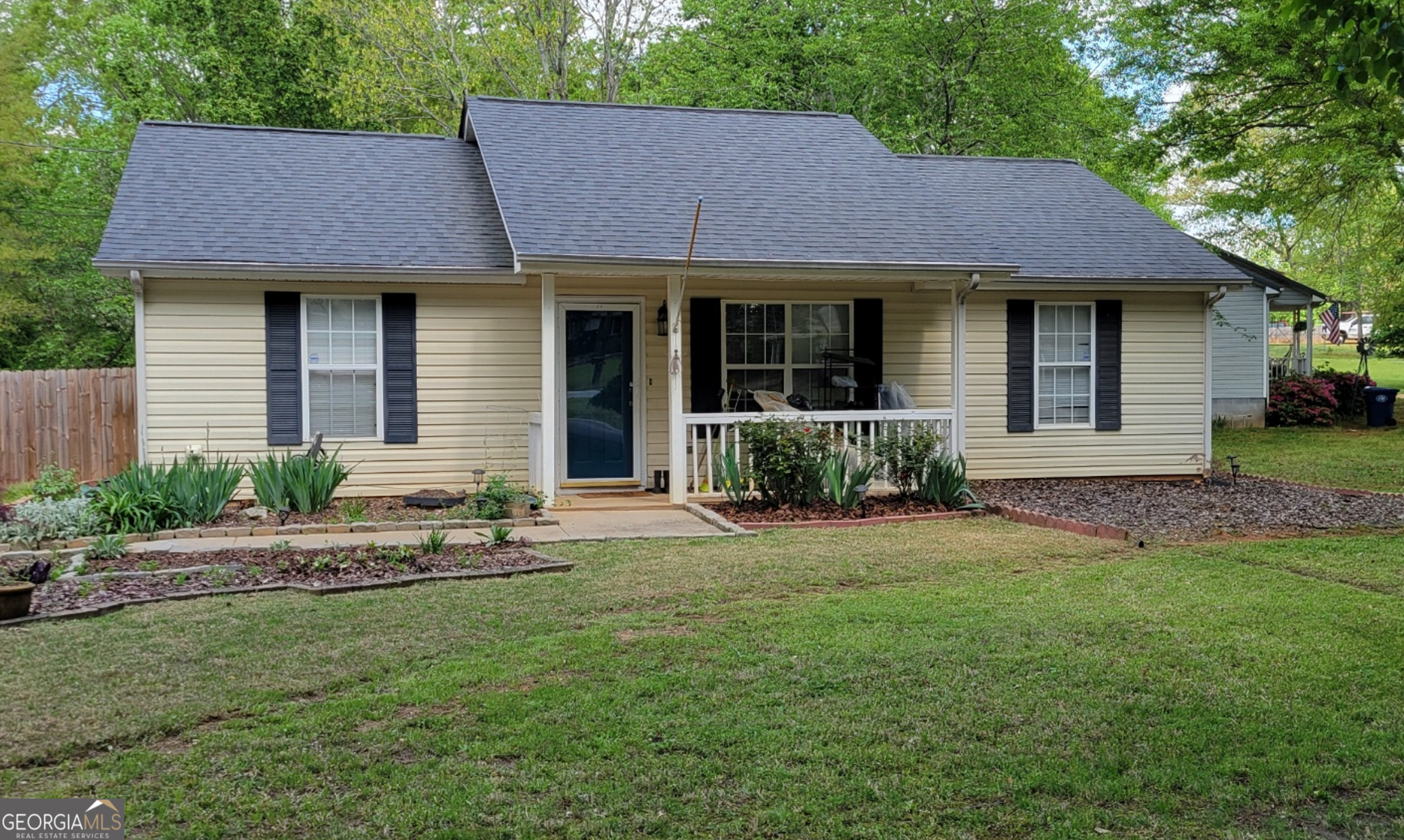 Discover this delightful home nestled in a highly sought-after area near downtown Winder. This corner lot gem features a welcoming front porch and a private fenced-in backyard, perfect for outdoor enjoyment and entertainment. Inside, you'll find granite countertops in the kitchen, complete with a backsplash, dishwasher, and glass-top range. The living room and kitchen boast durable LVP flooring, while the bedrooms are cozy with carpet and a convenient split floor plan. The master bedroom has a full bath with vanity and granite countertops. The exterior offers a relaxing front porch while in the back you find a patio and a handy storage shed for all your needs. This beautifully located home is ready for you to make it yours today
