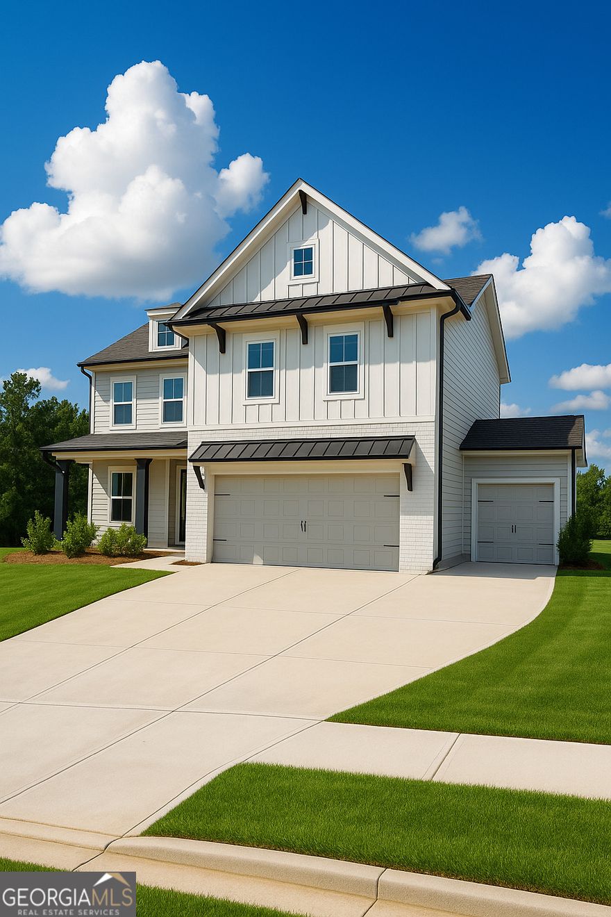 Step inside to open-concept living with a formal dining room and a spacious family room featuring a stunning floor-to-ceiling whitewashed fireplace, beautiful coffered ceilings, and an abundance of natural light. The dream kitchen offers a large island, custom cabinetry, stainless steel appliances, a MASSIVE walk-in pantry, and a cozy breakfast area. A main-level bedroom with a full bath adds flexibility-perfect for guests or a home office. Upstairs, you'll find a generous loft ideal for a playroom or second living space. The owner's suite is a true retreat with a spacious bedroom and a gorgeous bath complete with double vanities, granite countertops, a HUGE tiled walk-in shower with dual shower heads, and an oversized walk-in closet. Secondary bedrooms are roomy and versatile-great for kids, guests, or extra storage. The COVERED back porch over looks the private backyard and offers a lovely space for grilling out and relaxing with friends! With a 3-car garage, stylish lighting and plumbing fixtures, and plenty of space throughout, this home has it all.