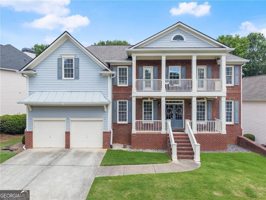 This stunning 5BR/4BA home in the sought-after Wills Commons neighborhood, perfectly located within walking distance to Downtown Alpharetta, Avalon and easy access to GA-400. The sunlit main floor features an elegant formal living and dining room, an open-concept family room with surround sound, guest suite with full bath, ideal for guests or multi-generational living. The kitchen overlooks the family room, creating a seamless space for everyday living and entertaining.Upstairs, you'll find spacious secondary bedrooms/bathrooms, an oversized owner's suite with a retreat-style layout and a large bonus room (perfect for a home office or media room). Elegant touches include wrought iron stair railings, double balconies, and custom built-ins.  The unfinished 1,364 sqft terrace level is ready for your personal touch-home gym, wine cellar, game room, or studio. Walk to parks, restaurants, and top-rated schools, with fast access to Atlanta and the North Georgia mountains. This is Alpharetta living at its best! Book your appointment today!
