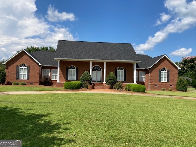 Beautiful Brick Home with circle Driveway. Step Inside to a spacious Living Area with 4 Bedrooms 3 Full bath. Master Bedroom has Sitting room or Office and Huge Walk In Closet.4th Bedroom on opposite side of House makes Great Guest Room with Private Full Bath and walk in Closet. Bright sunroom overlooks Back Yard with in-ground salt water Pool and Patio for entertaining. 3 car Garage Great for Extra Storage or Golf Cart. New Roof June 2025. Golf Course Just 1/2 Mile down the road.