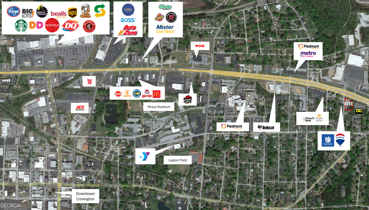 a 155 ft of frontage on Hwy 278 a 217 ft of frontage on Hannah St (access property from Hannah St) a All Utilities