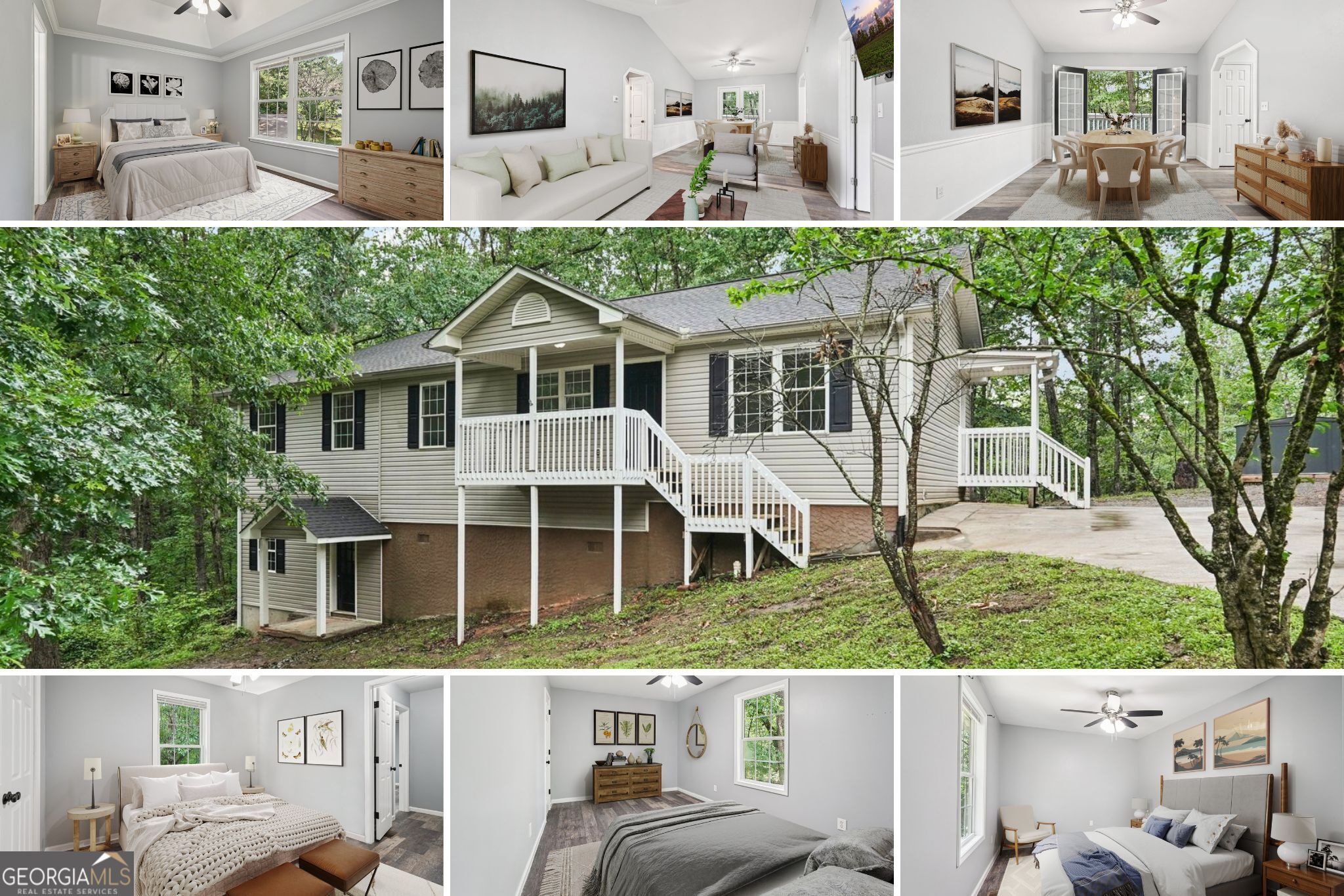 Welcome to your secluded haven at 433 Elliots Lane, Dahlonega, GA, where the fusion of nature and modern comfort creates the perfect backdrop for your new chapter. Tucked away in a peaceful cul-de-sac, this recently renovated 5-bedroom, 2-bathroom ranch-style home with an unfinished basement offers the serenity and privacy you crave. On a spacious 1.59-acre lot, this property provides a harmonious blend of grassy expanses and wooded areas, crowned by your very own clear creek. Imagine relaxing on the expansive back deck, enjoying unobstructed views of your private nature retreat, a gateway for memorable family moments and tranquil solitude for serene personal reflection. Step inside this move-in-ready gem to an inviting open-concept living area, a separate formal living room perfect for cozy evenings, and a versatile fifth bedroom that can easily transform into your home office or playroom. Bring your toys and tools and store them in the separate shed. Envision the future possibilities with the nearly 750 square feet unfinished basement, accessible through its entrance, perfect for a creative addition or multi-use space catering to renters or extended family. Perfectly positioned just a 15-minute drive from downtown Dahlonega and conveniently located near the new Publix, a hospital, and major routes like I-400, you'll find the balance between seclusion and connectivity. With generous parking and a private driveway, this property effortlessly blends convenience with unparalleled tranquility. Entrust your dreams to this property, where every element from nature's embrace to modern comforts coalesces to enrich your lifestyle. Whether you're an avid nature lover or seeking a peaceful family retreat, this property caters to every aspect of the lifestyle you envision. It's an unrivaled opportunity to claim your personal slice of Georgia tranquility. Disclaimer: All information deemed reliable but not guaranteed and should be independently verified. Photos & lot lines may be virtually staged to assist buyers in visualizing the property's potential. Contact the listing agent for more information or to schedule a private showing.