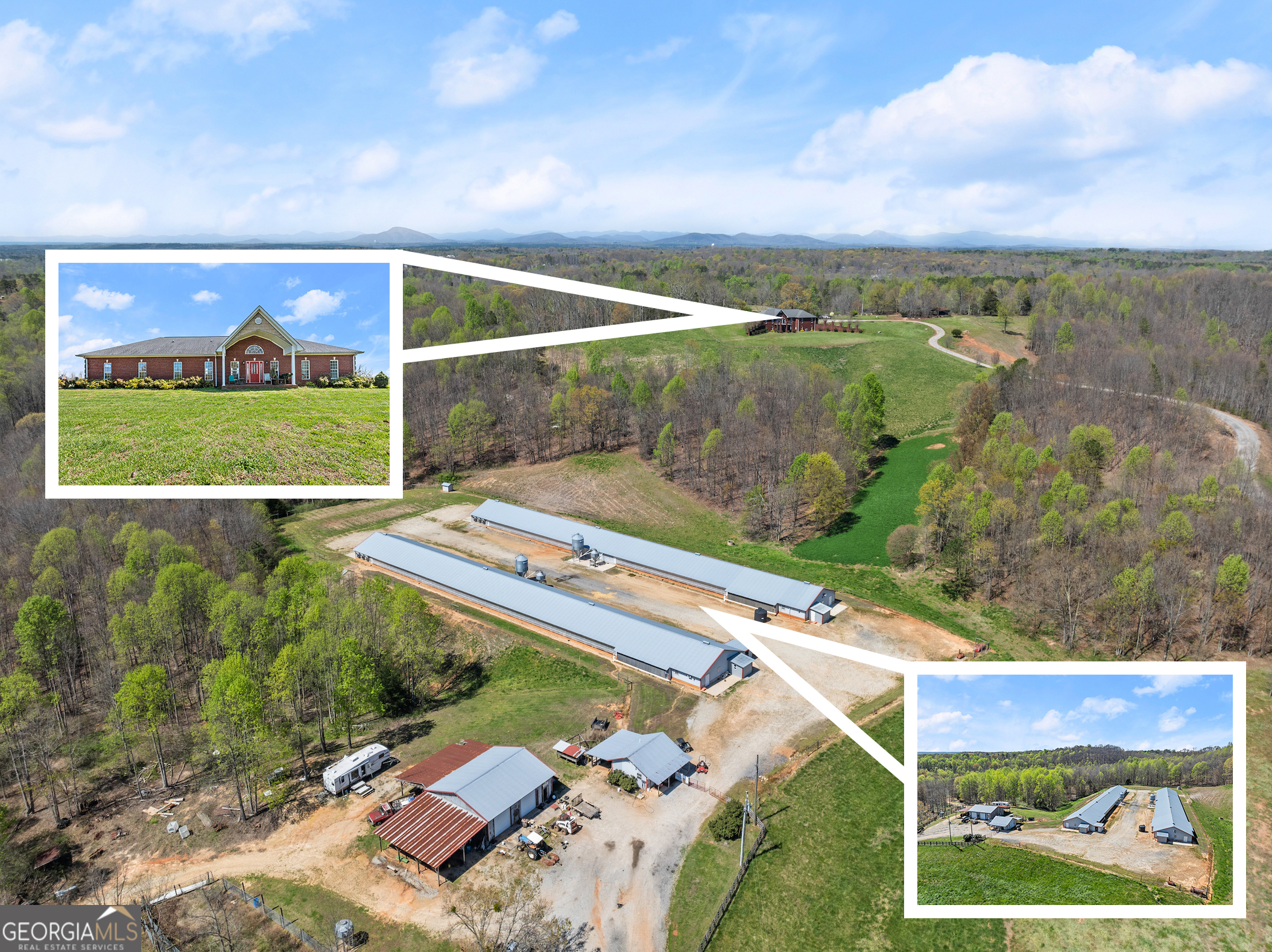 Spectacular 89-Acre Secluded Farm with Stunning Views! Welcome to the epitome of country living with the BEST VIEW IN HALL COUNTY! Nestled in the town of Lula, this magnificent property has breathtaking views that stretch as far as the eye can see. On clear days, you'll marvel at panoramic sights that include the Clermont water tower, Helen, Jefferson, and Commerce, all visible right from the comfort of your own home. This is a Custom-built home offering craftsmanship and charm. The property has multiple shops providing ample space for your projects and hobbies. There are two spacious chicken houses with 640 yards of poured concrete foundations, ready for conversion into horse stables or a showcase garage for your prized car collection. A serene creek meandering through the property. Planted and established alfalfa food plot. Abundant wildlife, including deer and turkey, making it a paradise for nature enthusiasts. There are three fenced-in pastures for livestock or agriculture. This is your opportunity to embrace the tranquility of country living while enjoying the convenience of modern amenities, 20 minutes to downtown Gainesville and Cornelia. Whether you're seeking a peaceful retreat or an expansive canvas for your agricultural aspirations, this property offers limitless possibilities.