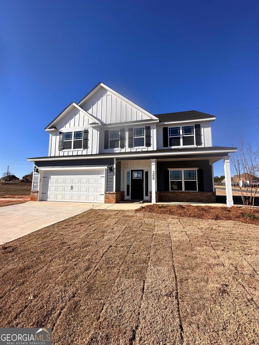 The Lansing 8, Corner lot, 5 bedrooms, 3 full baths. Beautiful entry with lots of bells and whistles. Open and bright. Large covered porches, Big yard .43 acre, Lovely kitchen design with lots of cabinets, large island and Beautiful backsplash, stainless steel appliances. Coffered ceilings, rounded corners, lvp flooring, wood stairs, 2 car garage and upgraded granite countertops in kitchen and master. Large walk-in closet in the master suite with a sitting area, Game room/media room or 5th bedroom is HUGE. Big Backyard on corner. You have to come see these colors! Great Design! DON'T MISS THIS ONE!!!