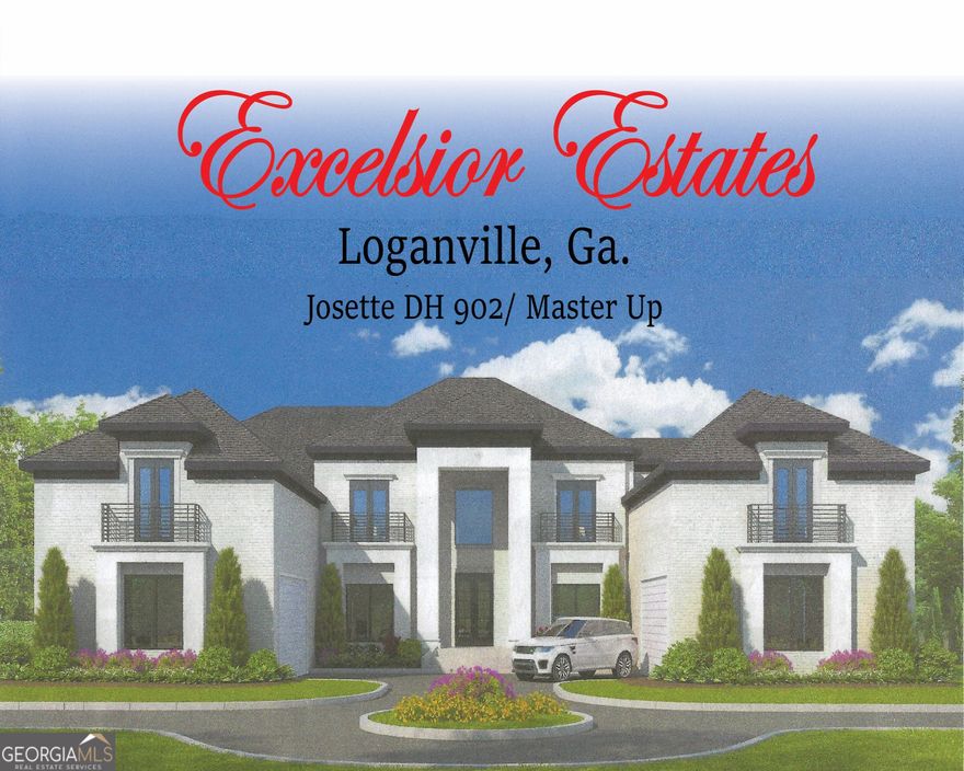 NEW CONSTRUCTION OPPORTUNITY - Welcome to  Excelsior Estate's stunning  gated contemporary custom masterpiece (Modern model)  located in the heart  of  Loganville, Gwinnett  county, situated  on  2.04 acres,  minutes away from everything. This spacious, 4,100 square foot floorplan  boasts  5 bedrooms,  5 and one half baths with a guest suite on the main.  3 car garage and library/flex space.  Enjoy  year  round living on your covered deck/patio  with  outdoor summer kitchen.  Offering the perfect  blend of luxury and functionality.  Impeccable updates including premium appliance package, gourmet kitchen with granite or quartz countertops and large kitchen island creates a chef's dream.  Also features modern cabinetry and designer finishes throughout.  Gleaming hardwood floors  throughout, luxurious bathrooms with tiles to ceiling. The expansive master suite upstairs is a spa-like retreat with luxurious amenities including his and her closets and his and her lavatories.  No HOA and an opportunity to customize to your specific need.  Up to $15,000.00 closing cost assistance with preferred lender.