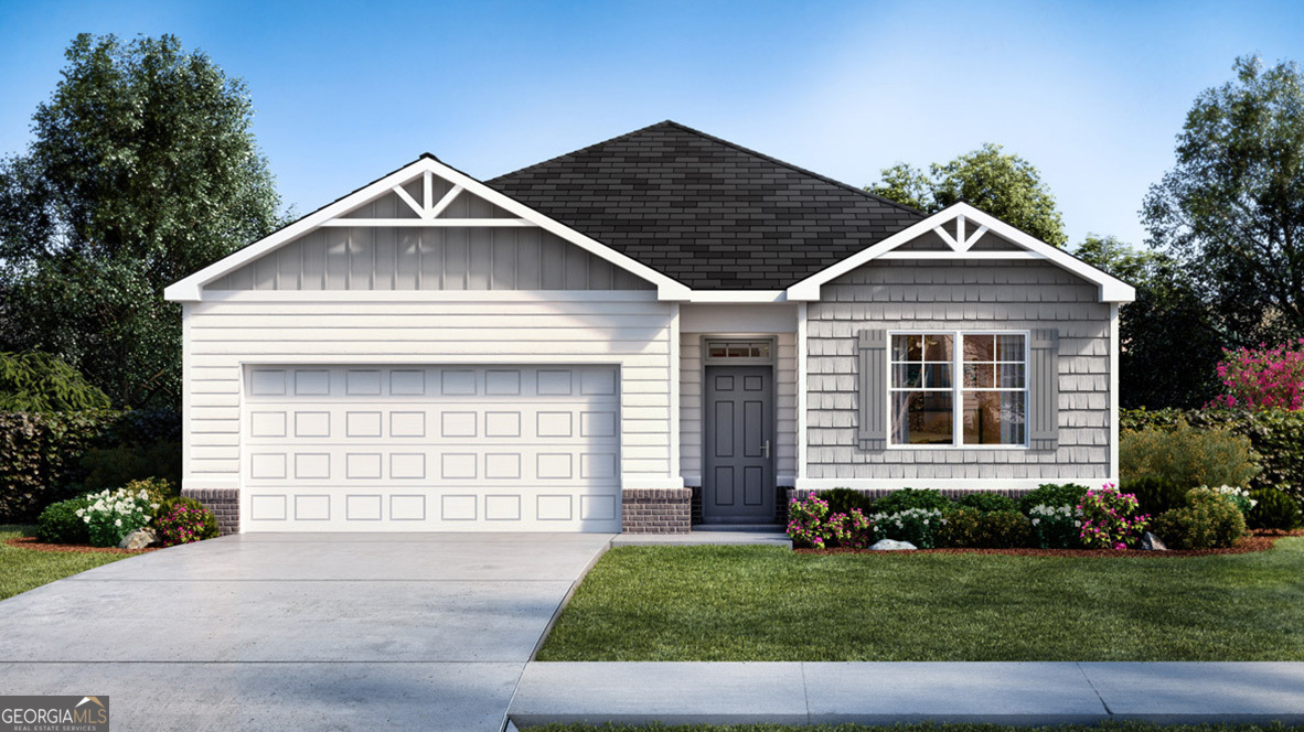 Oversized homesites, up to acre+. Prime location. Fox Crossing offers convenient access to I-75, restaurants, and shopping. You can now enjoy suburban living with all the conveniences of city life. Plus, you're only an hour from downtown, so you can take advantage of everything the city of Atlanta has to offer from world class entertainment to renowned sporting events and concerts. And for outdoor enthusiasts, High Falls State Park and Indian Springs are just a short drive away. The Cali plan at Fox Crossing offers 4 bedrooms, 2 full baths and covers 1,774 sq ft. The 2-car garage ensures plenty of space for vehicles and storage. It's no wonder why this is one of our most popular designs. Beautiful and functional, this sprawling ranch offers a spacious family room that expands to a casual dining area. Your area to entertain continues outside on the covered patio where you can relax year-round. There is plenty of room for everyone to linger in and around the open kitchen including an expansive island with bar top seating for up to 4 people. The private bedroom suite features dual vanities, separate shower and a luxurious garden tub. With three secondary bedrooms, one can be dedicated as a home office or multi-purpose space for crafts and hobbies. Each bedroom offers oversized closets for extra storage and there is a generous full bath tucked in off the hallway. And you will never be too far from home with Home Is Connected. Your new home is built with an industry leading suite of smart home products that keep you connected with the people and place you value most. Expected Completion early December 2025. Be one of the first to select your lot and build your new home today! Appointments available now!