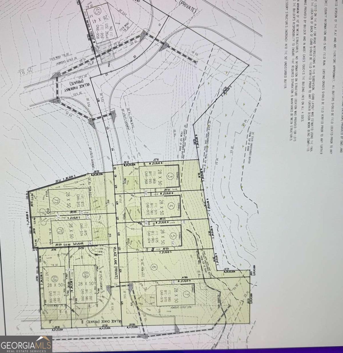 This listing is for Lots 5,6,7. Other lots available. Attention builders. 9 Lots Total in Park Creek to build single family houses. Great location close to Roswell. Lots available are 3,4,5,6,7,70,71 on Village Lane and lots 68 & 69 on Village Chase. Other lots are listed.