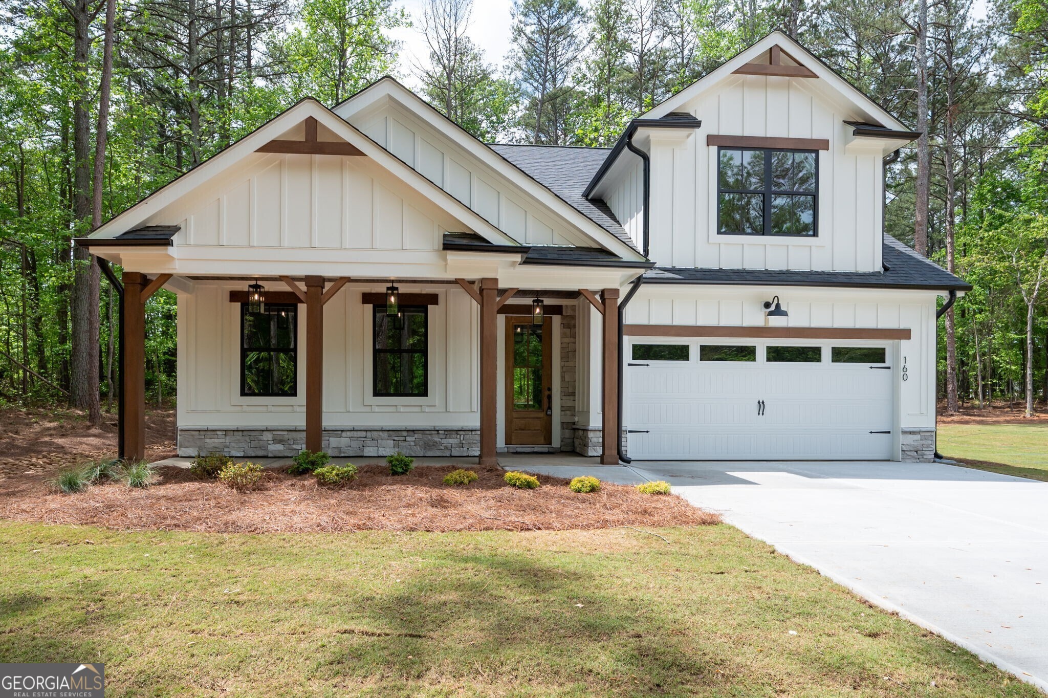 Beautiful new construction nestled on a quiet cul-de-sac lot. An enclave of eight custom homes on 1 acre lots and no HOA. This Open floorplan has 3 bedrooms and 2 bathrooms on main and 1 additional bedroom and bathroom upstairs. Convenient laundry room off master. Master bathroom features a double vanity, large shower with corner bench and niche. The kitchen boasts white cabinets, granite countertops, tile backsplash, kitchen island all open to the family room. You will appreciate the modern lighting and fixtures throughout the home. This home is total electric with gas starter for the fireplace and an option of gas cooking and gas grill connection. Outside you will enjoy relaxing on the covered porch or grilling on the patio. Convenient to the Roses store and Hwy 120 intersection across from Union elementary school. Map location in MLS is incorrect.