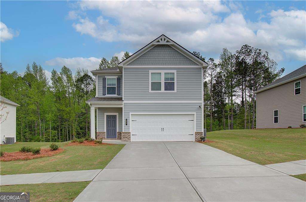 Welcome home to Chapel Hill, a highly sought-after community in Newnan by DRB Homes! Presenting Lot 135, this exquisite Alexis floor plan beautifully blends modern design with everyday functionality. Step onto the inviting covered front porch and enter into a spacious open-concept layout that flows seamlessly from the kitchen to the dining area and family room-ideal for both casual living and entertaining. The well-appointed kitchen features a convenient island, making it a chef's delight. Retreat to the serene primary suite, boasting a vaulted ceiling, generous walk-in closet, and a luxurious en suite bathroom equipped with a dual vanity, soaking tub, and walk-in shower. Convenience is key with an upper-level laundry, primary and two secondary bedrooms and 2.5 baths, ensuring ample space for family and guests. *Please note: The main photo is a stock image and may not represent the actual home.* Please note: If the buyer is represented by a broker/agent, DRB REQUIRES the buyer's broker/agent to be present during the initial meeting with DRB's sales personnel to ensure proper representation.