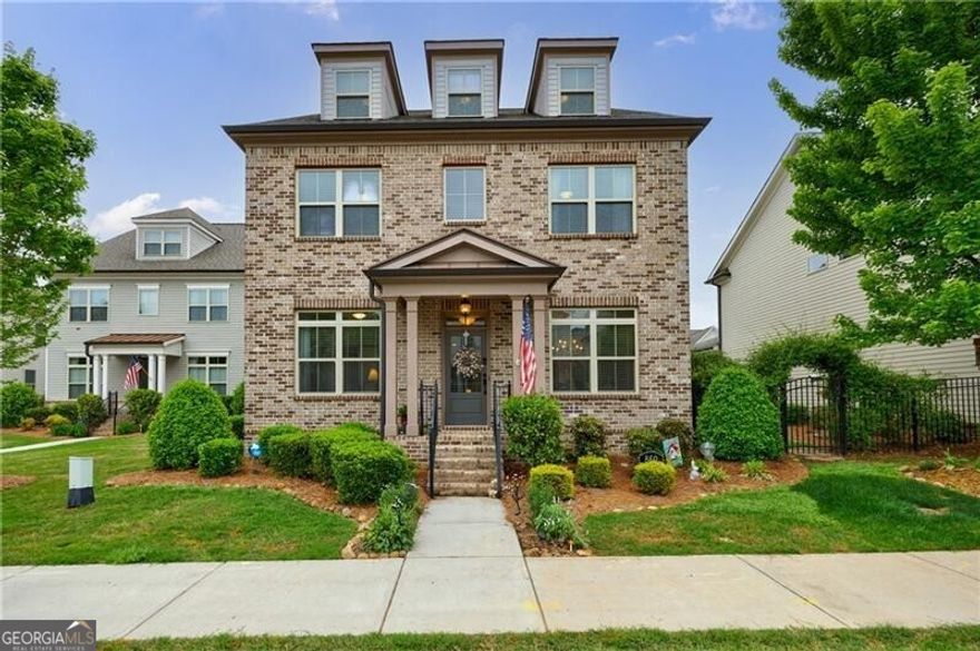 Welcome to one of the most desirable location, developed and built by the renowned Providence Group. This GATED community offers an exceptional lifestyle with top-tier amenities, including a clubhouse, resort-style pool, lighted tennis courts, a playground, and a scenic walking trail known as Central Park. The HOA provides comprehensive services, covering landscaping and irrigation for all sides of each property, as well as trash and recycling pickup. This home showcases the sought-after Raleigh floorplan, complete with a third-floor upper level and an abundance of flexible living space. The main level features a versatile flex room with an attached full bath-perfect for a home office or guest bedroom. A spacious open dining area sets the scene for both casual meals and formal entertaining. At the heart of the home, the chef's kitchen is open to the central living space and equipped with leathered Granite countertops, double stainless steel ovens, a gas cooktop, and a bright breakfast nook. French doors lead to a covered patio, while an additional uncovered patio extends your outdoor living space. The fenced, level backyard is a rare find and is one of the largest in the community, ideal for entertaining or relaxing in privacy. The inviting family room is centered around a gas fireplace flanked by custom built-in cabinets and open shelving. A formal powder room completes the main level. Upstairs on the mid-level, you'll find three generously sized secondary bedrooms-one with a private en-suite and two sharing an adjoining bath. The luxurious primary suite offers a true retreat, featuring a double-sided fireplace, a private sitting room, and a screened-in porch. The spa-inspired primary bath includes double vanities, a large walk-in shower, a soaking tub, and two spacious custom walk-in closets for optimal organization. The third level offers a large flex space-perfect as a media room, playroom, or additional bedroom-with a full bath and a walk-in attic for ample storage or future expansion. This home offers the ultimate combination of lifestyle, luxury, and convenience-don't miss your opportunity to live in one of the area's most prestigious communities.