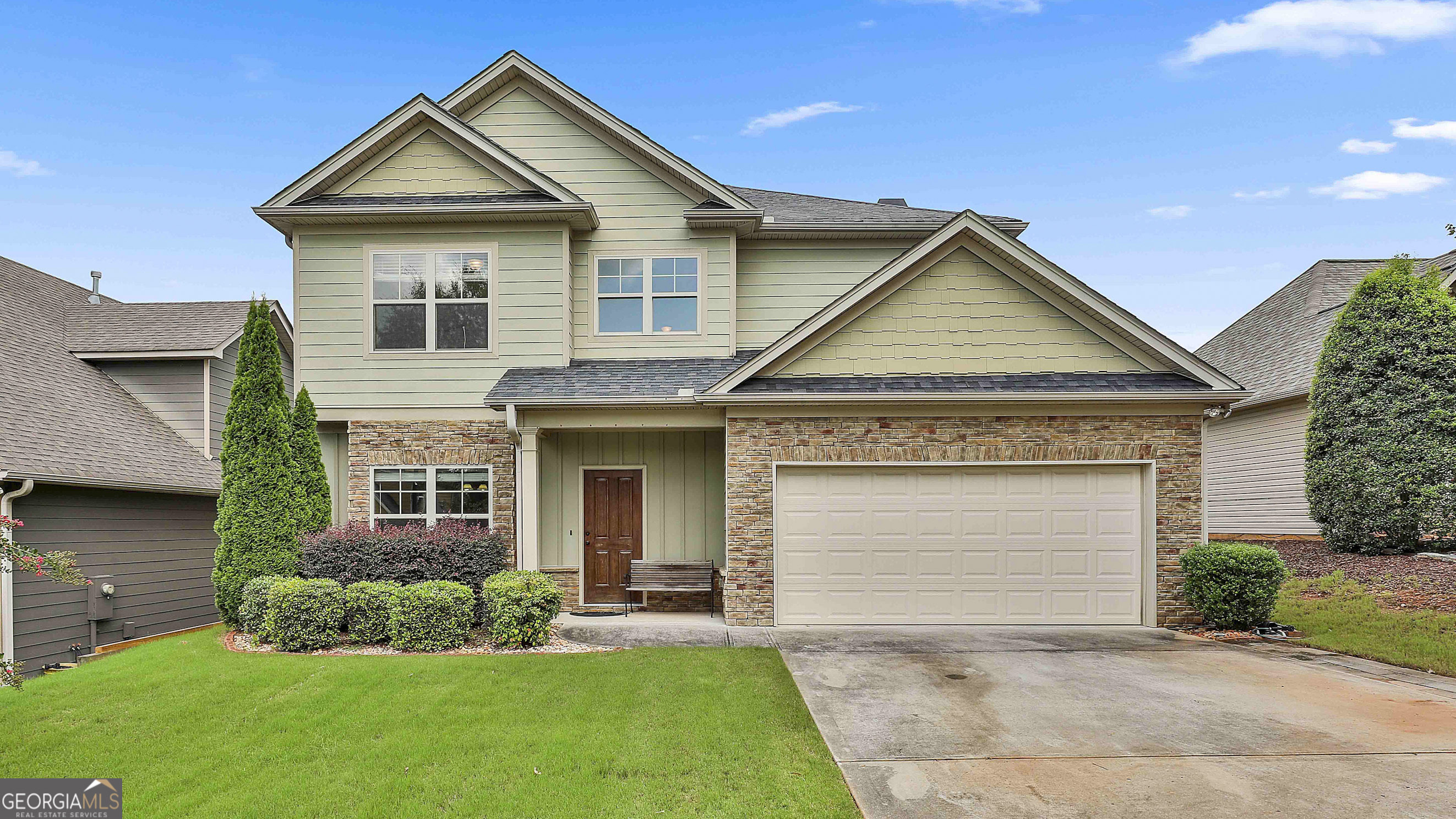 Welcome to this 4BR/2.5BA cozy house!  The house features formal dinning room, granite countertops, breakfast area, cozy family room with fire place.  The primary suite is on the 2nd floor, double vanities, tub and a separate shower, walk-in closet, 3 additional rooms with a full bathroom.  Enjoy your beautiful private backyard, Community Pool and Playground.  Easy access to I-85, Hospital and shopping!
