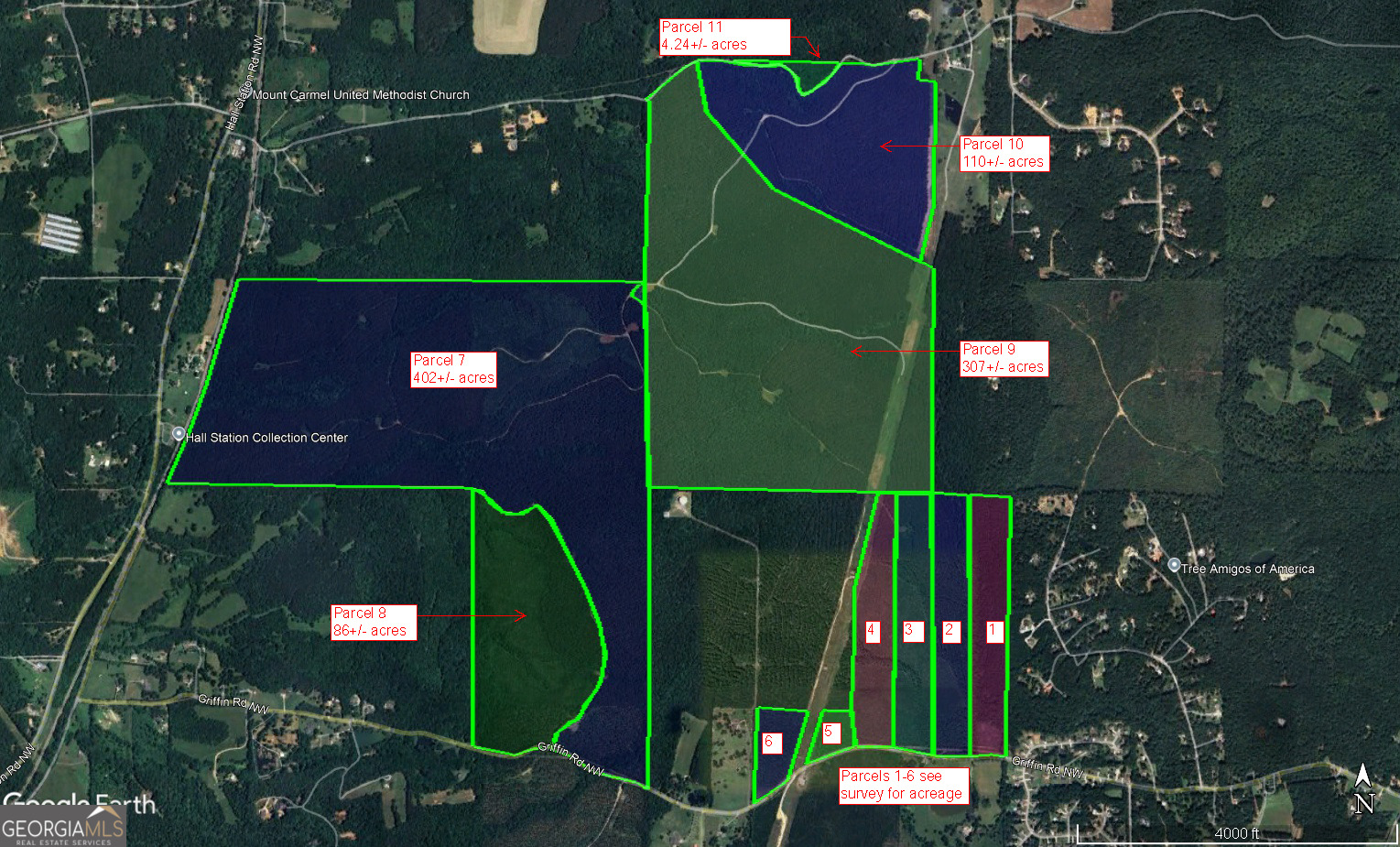 This is a proposed division of a larger tract. Rolling hills with long range views in rapidly growing Bartow County, Georgia. This tract appears to be in the path of progress. It offers great recreational use with the potential for future development. Some residential development has already occurred in the immediate area. Road frontage on Griffin Road and on CCC Road. This tract is approx. 5.5 miles west of Interstate 75 exit 296, which is becoming a major job center. It is also close to the SK battery plant and Barnsley Gardens. This parcel will be sold subject to deed restrictions.