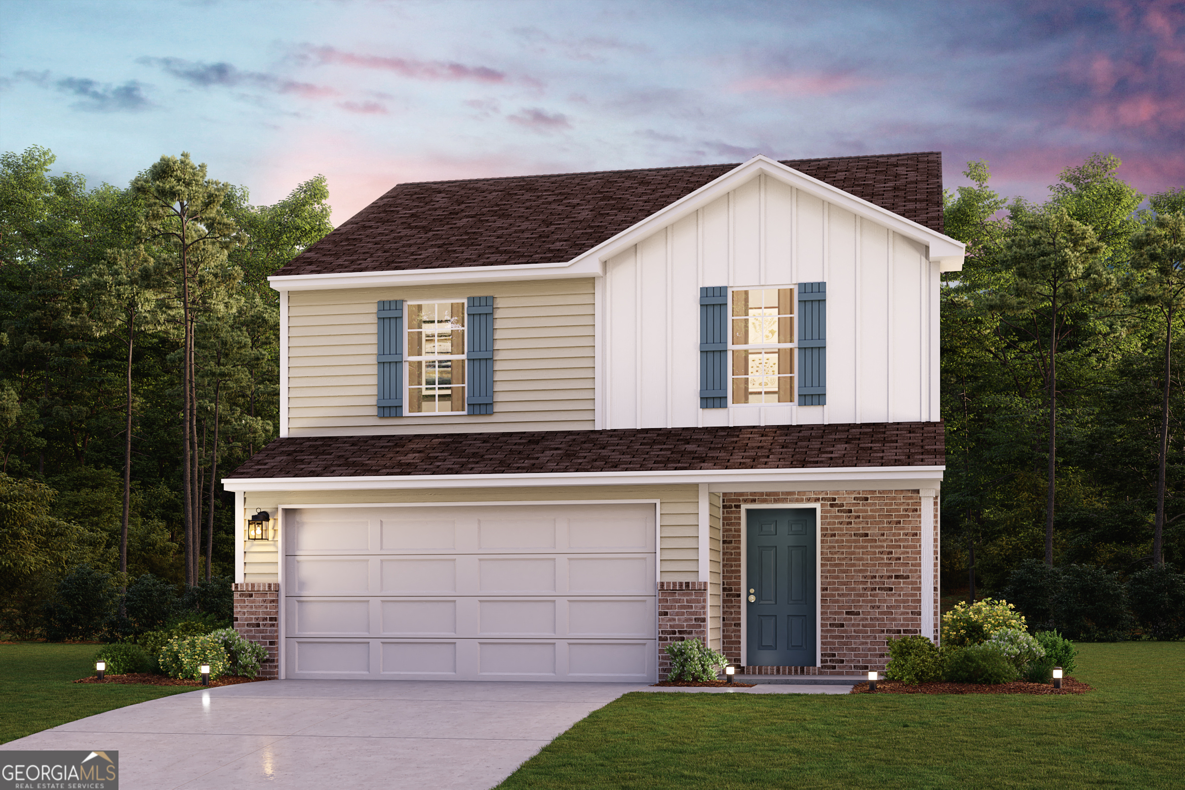 Discover Your Dream Home in the Garden Walk. Welcome to the Auburn Plan where modern design meets comfort. This elegant 2-story home features a flowing open layout that connects a spacious kitchen, sophisticated great room, and inviting dining area. The kitchen is a culinary haven with stylish cabinetry, granite countertops, and stainless steel appliances, including a range, microwave, and dishwasher. The first floor also includes a convenient powder room. Upstairs, enjoy a tranquil primary suite with a private bath featuring dual vanity sinks and a large loft perfect for relaxation or entertaining. A spacious 2-car garage adds functionality. With energy-efficient Low-E insulated dual-pane windows and a 1-year limited home warranty, this home offers style and peace of mind.