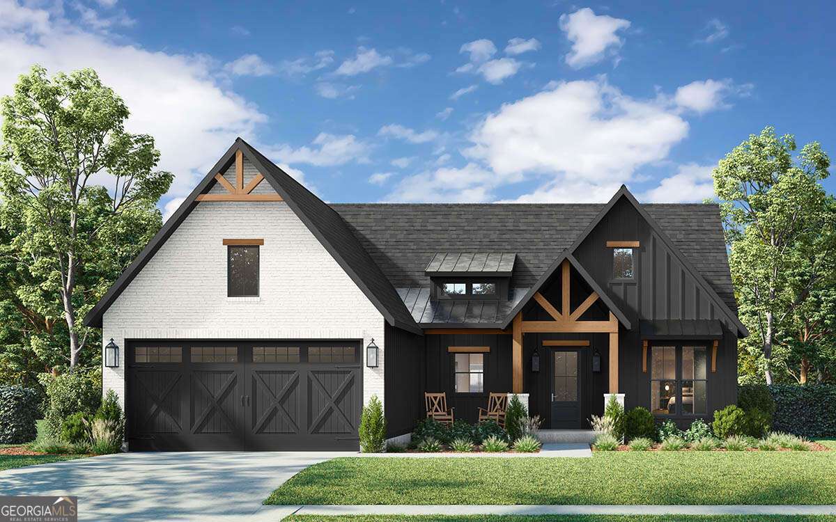 Custom to-be-built mountain home on a 2.55-acre wooded lot in the North Georgia Blue Ridge Mountains with rolling terrain and generous road frontage. This home will be built by Precision Custom Home Builders, a true custom home builder offering flexibility to modify the design. This single-level mountain-style design features 4 bedrooms, 2 full baths, and this plan will be built with a SIDE-entry 2-car garage for HOA compliance. An unfinished basement is included for storage or future expansion, and an optional bonus room could be added for additional space. The exterior may include a mix of materials with timber accents, and with this builder buyers can expand rooms, adjust layouts, or personalize finishes so the home reflects your vision. Design center selections provide even more opportunity for customization. The foyer opens to a vaulted great room with gas-log fireplace and access to a covered rear porch. A large island anchors the kitchen with walk-in pantry and adjoining dining area, all under 9-foot ceilings. The primary suite includes an oversized walk-in closet and a bath with dual vanities, shower, and soaking tub, while three secondary bedrooms share a full bath on the opposite wing. Extras include a laundry with drop-zone bench, added garage storage, and versatile outdoor living areas. Set on a peaceful 2.55-acre wooded property, the lot offers privacy yet still feels part of a community. A natural entry point at the front leads to a gently sloping driveway running parallel to the road, while the back rises into rolling terrain with another potential homesite perched above. Located in Falling Waters, a private gated mountain community known for its luxury homes, residents enjoy wide paved roads, a scenic fishing lake with a screened-in pavilion and fire pit, a private 10-site primitive campground with its own pavilion, and a walking trail beside the crashing waters of Clear Creek. Just 25 minutes to Ellijay or Jasper, and a short drive to apple orchards, wineries, and more. This is a preconstruction listing. Buyers may tailor the design before construction begins. Renderings are representative only and may not reflect final selections. Staged interior images do not show actual furnishings, decor, or materials. If you love the finishes, ask about available options at your construction appointment. Terrain and satellite imagery are for reference only and not a survey. Home design, location, and vista pruning must be approved by the HOA Architectural Committee. Per HOA policy all buyers must be accompanied by an agent. Build time is projected at approximately 12 months after contract closing. The home has not yet been built.