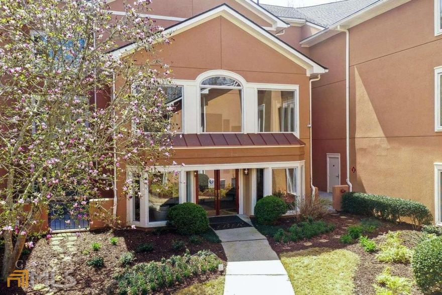 Stepless main level condo in gated Brooke Ridge! This end unit is light and bright with a large  covered patio that overlooks trees. Spacious eat-in kitchen has granite counters, double ovens, gas  cook top, and nice sized pantry. Fireside living room with hardwoods opens to dining room. Large  primary suite has space for a King sized bed plus a sitting area and two walk-in closets. Spa like  bathroom has newer tile floor & vanity plus a walk-in shower & jetted tub. Guest room has a built-in  desk- can be a guest room, office, or even a den. A great flexible space. Guest bathroom has a  walk-in shower. Gated community with secure building, pool, tennis & more. Two covered parking  spots plus a storage unit.