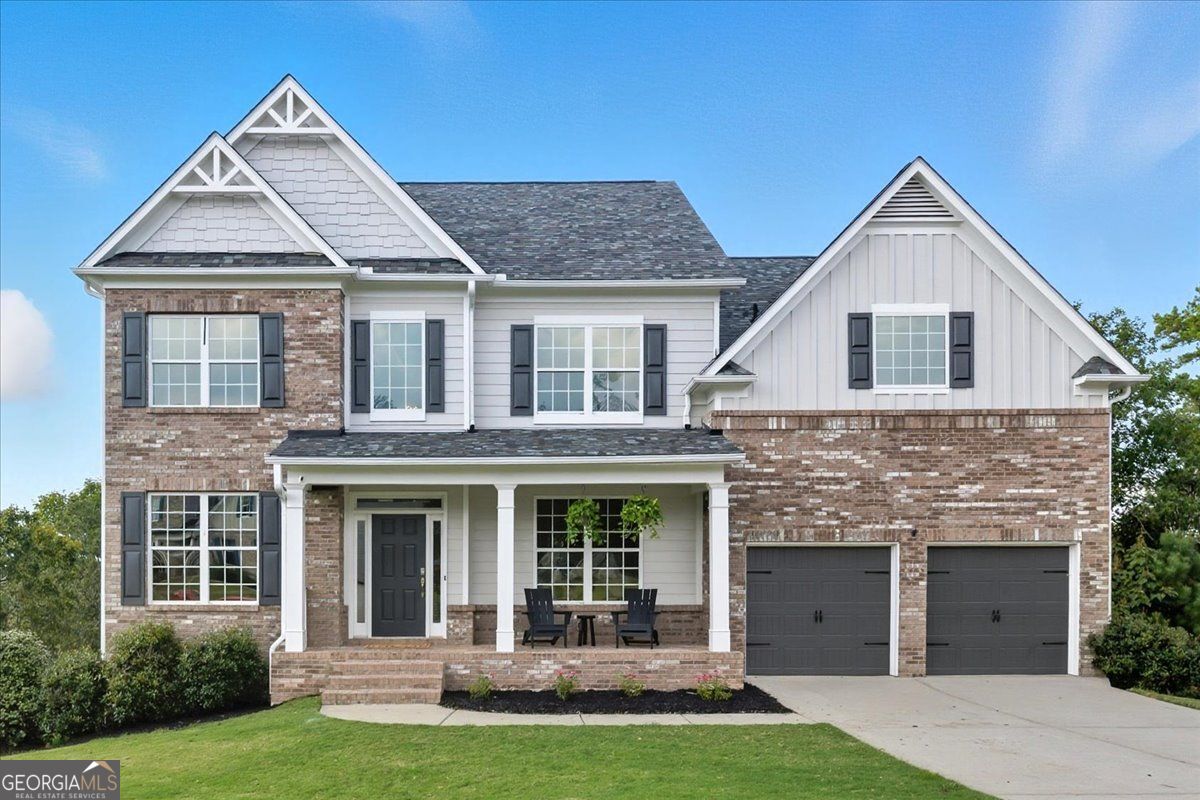 This is the home that truly checks all the boxes! Located in the sought-after community of The Retreat at Eagle Rock in Acworth, this spacious residence offers 6 bedrooms and 4 full bathrooms with a thoughtfully designed layout perfect for today's lifestyle. The main level features open-concept living, highlighted by a large kitchen island with abundant counter space and storage, seamlessly flowing into the breakfast dining area and the living room with a cozy fireplace, soaring ceilings, and an abundance of natural light, ideal for both everyday living and entertaining. A designated office provides the perfect work-from-home space, and a guest suite with full bath on the main floor offers comfort and convenience. Upstairs, retreat to the large primary suite with his-and-hers closets, a separate garden tub, and a walk-in shower, truly your own private getaway. Additional bedrooms provide plenty of room for everyone. The finished basement adds incredible versatility with an additional bedroom, full bath, and a double-insulated flex area. Perfect for movie nights, gaming, a home gym, or whatever you imagine, plus an easy-access storage area to keep everything organized. With a new roof installed in 2024, this home combines style and peace of mind. Enjoy privacy with no neighbors behind you and take in the scenic countryside views from two porches, where you can relax and savor peaceful sunsets across the skyline. Don't miss your chance to own this rare combination of space, comfort, and setting in The Retreat at Eagle Rock!