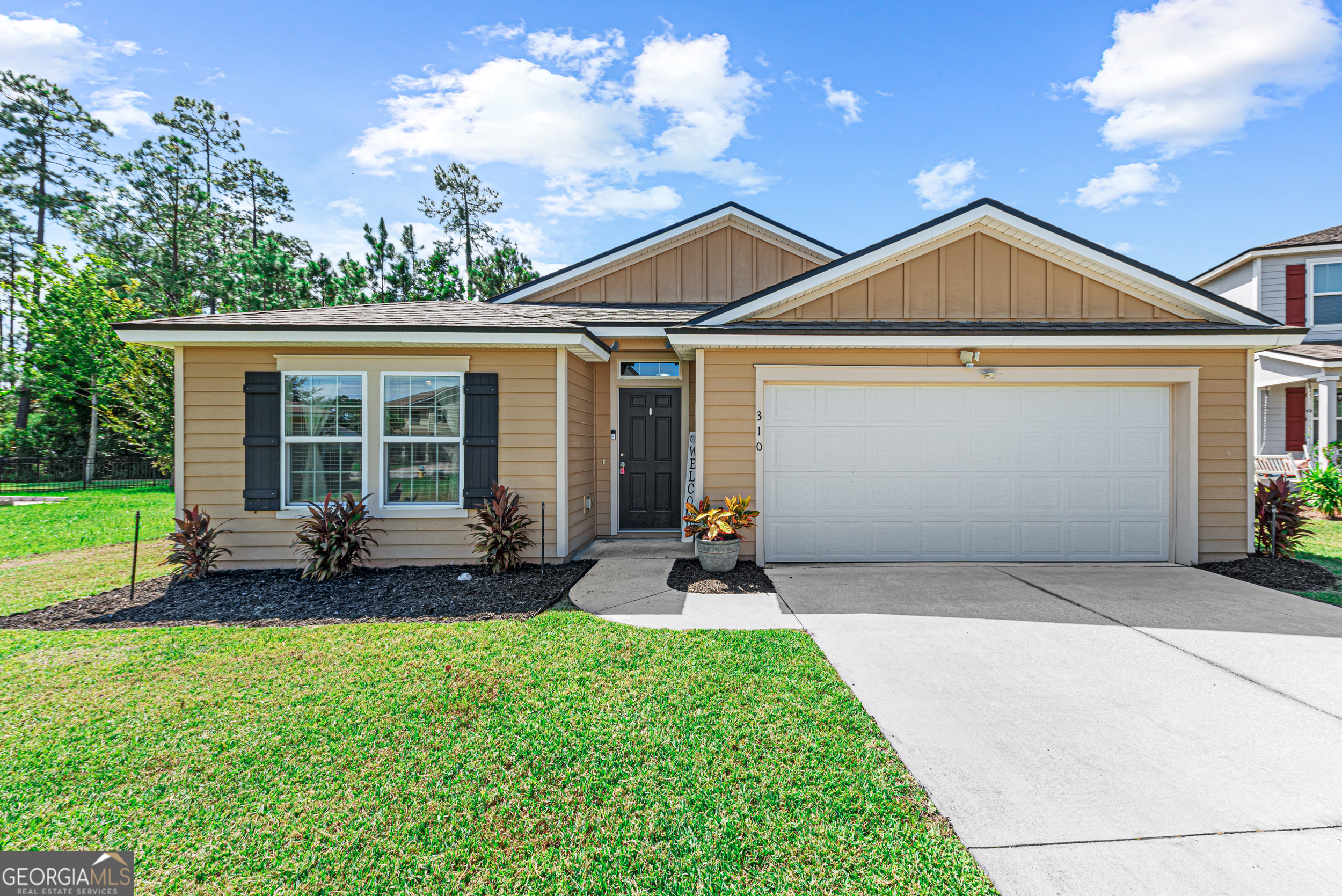Welcome to this pristinely maintained and freshly painted 4-bedroom, 2-bath home offering 1,856 sq. ft. of comfortable living space. Built in 2018, this home feels fresh and move-in ready with a great layout perfect for both relaxing and entertaining. Step inside to find a bright, open floor plan with a mix of cozy carpet and easy-to-maintain vinyl flooring. The spacious living area flows seamlessly into the kitchen and dining spaces, creating the perfect spot for hosting! The primary suite is privately tucked away and features a generous layout with a walk in closet. Three additional bedrooms provide plenty of room for family, guests, or even a home office. Outside, the large front yard sets a welcoming first impression, while the home's location on a quiet cul-de-sac offers peace and privacy. Amenities include a large swimming pool, indoor gym, playground, and a clubhouse! Don't miss your chance to own this gem - schedule your showing today!