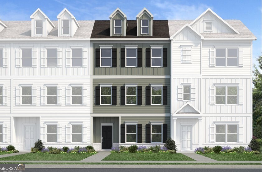 Move in Ready August! The Richmond townhome, located in Smith Douglas Homes Sterling at The Villages. This plan is a two-car garage townhome with a modern design offering plenty of space. The primary living space is on the second floor where the main living area boasts an open-concept seamless layout with the fireside family room at the front of the home, dining area, an island kitchen with granite counters and upgraded cabinetry that opens to the balcony. Vinyl Plank flooring throughout the main living area. Open iron rail staircase leads upstairs to the owner's suite which is situated at the rear of the home for added privacy. Two bedrooms and a shared full bath complete this level. All floors have 9ft ceiling heights. Seller incentives with the use of our preferred lender. Photos are representative of plan not of actual home.