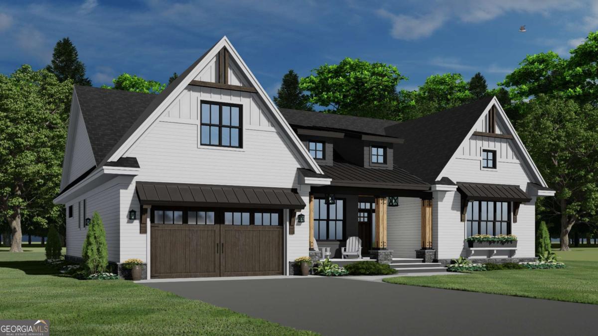 Custom to-be-built mountain home on a 3.26-acre cul-de-sac lot positioned at the crest of a peak on Burnt Mountain, part of the southernmost tip of the Blue Ridge Mountains. This homesite offers some of the most dramatic views in Falling Waters. This home will be built by Precision Custom Home Builders, a true custom home builder offering flexibility to modify the design. The home features a thoughtful single-level layout with 2 bedrooms, 2 full baths, and a spacious 3-car garage. Designed for modern luxury mountain living, it includes a vaulted great room with fireplace, formal dining, home office/study, mud room, and a large island kitchen that flows seamlessly to a covered rear porch. The primary suite boasts a walk-in closet and a bath with dual vanities, soaking tub, and separate shower, while the guest suite and flex spaces provide versatility. This home will be built on a full unfinished basement, ideal for storage or future expansion. The exterior will showcase timeless mountain-style architecture, with a mix of quality materials and options for timber or stone accents to complement the natural surroundings. The homesite itself is extraordinary - at the crest of the mountain peak, with wide west- and south-facing vistas. Once the homesite is cleared, portions of the view will open fully to reveal unobstructed long-range horizons, while other areas frame ever-changing seasonal mountain and valley views. On clear days, the Atlanta skyline can be seen in the distance. The terrain starts gently from the cul-de-sac for an easy driveway approach, transitions into a rolling slope perfect for a walk-out basement, and then drops into a steep slope that frames breathtaking panoramic scenery. Nestled in a deciduous forest with neighbors nearby, this lot offers the perfect balance of privacy and community. Falling Waters is a gated luxury community with wide paved roads, a quaint fishing lake (Lake Montag) with a screened pavilion, fire pit, and swing, a private primitive campground with pavilion, and a scenic walking trail along the spring-fed waters of Clear Creek. Approximately 20-25 minutes to Ellijay or Jasper, 40 minutes to Blue Ridge, and just an hour from the Atlanta perimeter. Nearby are apple orchards, wineries, U-Pick farms, mountain trails, and seasonal destinations like sunflower and pumpkin fields. This is a preconstruction listing; the home has not yet been built. Buyers may tailor the design before construction begins. Renderings are representative only and may not reflect final selections. Staged interior images do not show actual furnishings, decor, or materials. If you love the finishes, ask about available options at your construction appointment. Terrain and satellite imagery are for reference only and not a survey. All plans, locations, and vista pruning require HOA Architectural Committee approval. Per HOA policy all buyers must be accompanied by an agent. Estimated build time is approximately 12 months after contract closing. A rare opportunity for a new construction custom mountain home on a 3.26-acre wooded lot with long-range and seasonal views.