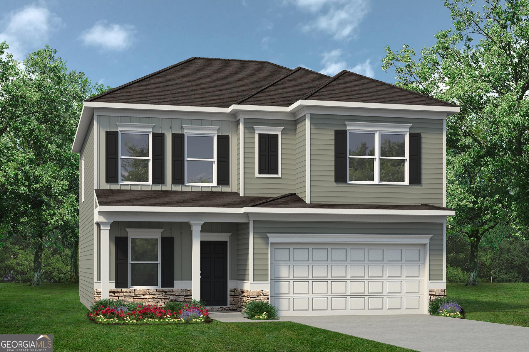 Move in Ready October 2025! The Coleman plan by Smith Douglas Homes in the new community, Bryson Farms. Welcome Home! Step onto the inviting covered front porch and into a warm, welcoming dining room that sets the tone for the rest of the home. Beyond this, an open-concept floor plan seamlessly connects the kitchen, breakfast area, and spacious family room-perfect for both everyday living and entertaining. The kitchen is a true showstopper, featuring upgraded cabinetry, sleek granite countertops, a large center island with stylish pendant lighting, and ample space for culinary creativity. Upstairs, retreat to the serene Owner's Suite, complete with a spa-like bathroom offering double vanities and a generous walk-in shower. Three additional bedrooms provide plenty of space for family, guests, or a home office. Photos representative of plan not of actual home. Our decorated Model Home and Sales Center is now open daily Mon, Tues, Thurs, Fri, Sat (10am-6pm); Wednesday (1pm-6pm); Sunday (1pm-6pm). Come visit us today!