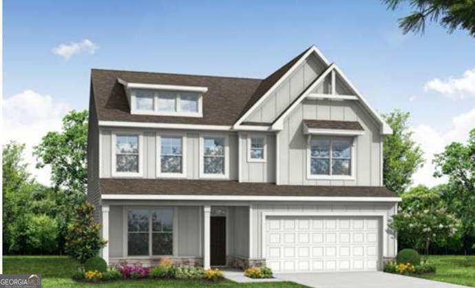 The Davidson is a two- story, five bedroom, three-bath home with a formal living room, formal dining room, spacious family room, kitchen with island and pantry, separate breakfast area, and first - floor guest suite with a full bath. The second floor features four bedrooms, including the primary suite, a hall bath, a large laundry room, and a loft area. $5,000 in closing costs with partner lender.
