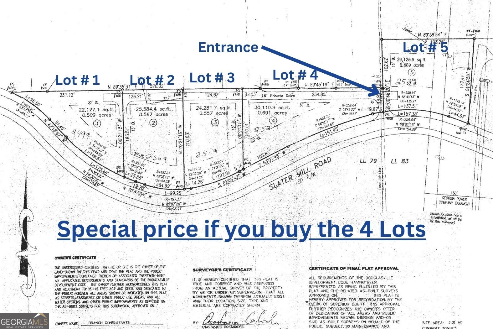 Attention Builders or Homeowners Looking to Build Their Dream Home: Discover these secluded 4 lots located just 1.5 miles from I-20 in Douglasville. Enjoy the convenience of being minutes away from Lionsgate Studios, and only 35 minutes from downtown Atlanta and Hartsfield-Jackson Atlanta International Airport. Features: Private Estate Development on Sewer Four lots ready for immediate construction Option to purchase individually or as an assemblage Buyer will need to connect to sewer Don't miss this opportunity to create your perfect home in a prime location!
