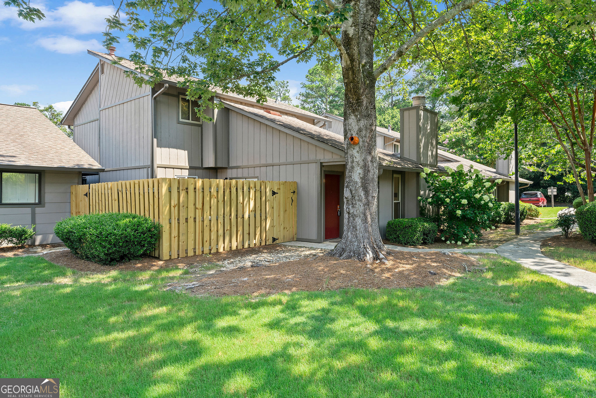 Fully Renovated 3-Bed Condo with Dual Patios, Oversized Garage & Designer Finishes! Modern updates include all-new cabinets, vanities, lighting, LVP/tile/carpet flooring, quartz & granite countertops, and an exotic zebra wood kitchen feature. New appliances (gas range w/vent hood, built-in microwave, and dishwasher), A/C (interior unit), water heater, and re-routed HVAC ducting for ideal airflow. Open layout connects living space to patios with sliding glass and French doors-creating a perfect flow for entertaining! Both patios have been refreshed with new fencing and artificial turf for easy pet cleanup and low-maintenance outdoor living.