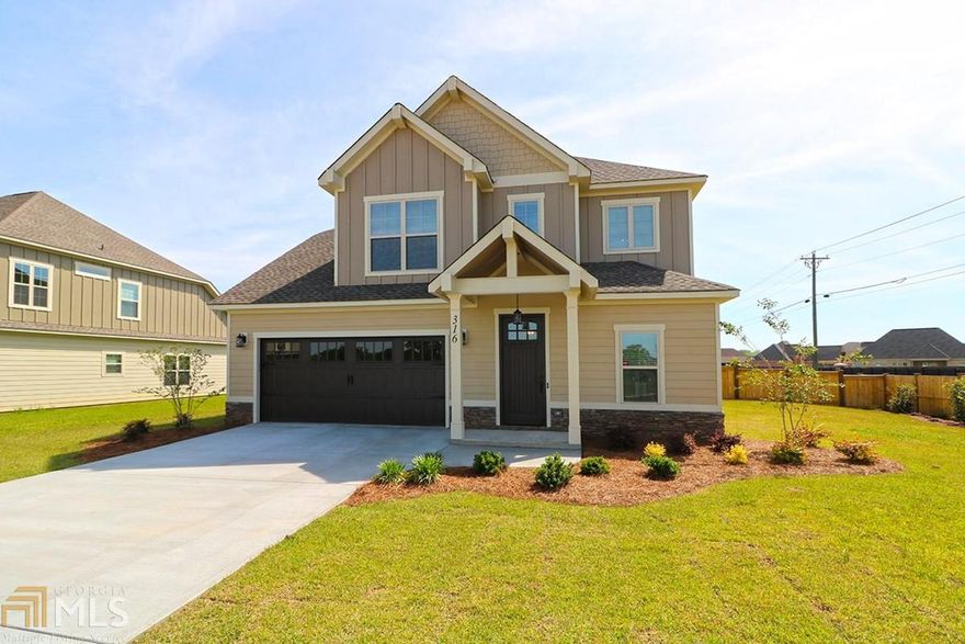 Another Amazing home built by Custom Homes by Jeff! This Craftman style home comes with 100% James Hardie Siding with a 30 Year warranty with stone accents, full yard sprinkler and sod, and privacy fence. The Creekside Floor Plan offers 4b/2.5ba with a Study and the Master on the main floor with custom tile shower and glass door. Open kitchen layout with island, custom cabinets, tile backsplash and granite countertops with tile flooring. Spacious living area with gas log fireplace and wood floors.