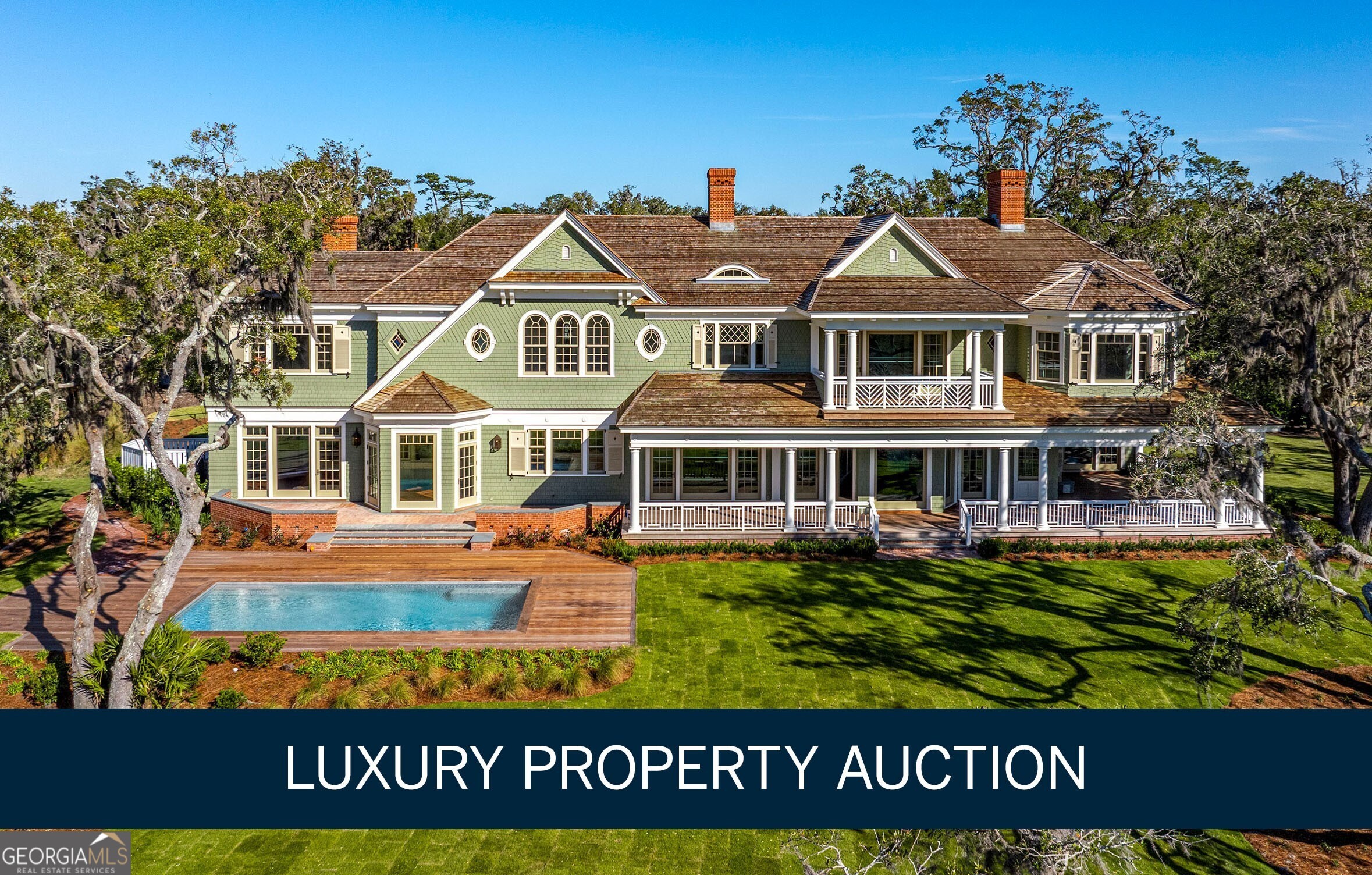 AUCTION BIDDING OPEN: Bidding ends 1/29. Previously Listed $30M. Current High Bid $7.1M. Showings Daily By Appt. Discover 'The House on King's Point', a masterpiece of design by world-renowned architecture firm Robert A.M. Stern Architects (RAMSA). Positioned within an exclusive gated enclave of a Sea Island Development on Saint Simons Island, offering exceptional privacy, this estate spans nearly two acres, boasting an unmatched sanctuary of seclusion and sophistication. Newly constructed and never before lived in, the residence commands sweeping 270-degree vistas of Sea Island's Seaside Golf Course, Lanier Point Bridge, and the Marina. Every element has been thoughtfully curated to evoke timeless elegance, with gracious spaces designed for refined living, entertaining, and retreat. Inside, a stately library, formal and informal living areas, a private gym, and an expansive upstairs sitting room with a superb view deck exemplify understated luxury. Additionally, a 2,500-square-foot attic/flex space offers even more room for your dream vision. Outdoors, the impeccably manicured grounds feature a saltwater pool, private pickleball court, and lush gardens. Crafted fireplaces, artisanal stone and hardwood finishes, and a chef's kitchen with premium appliances culminate in a residence where tradition and modernity converge in perfect harmony. All of this and more, just steps away from Sea Island Golf Club, a club honored by highly respected commentators as the finest family resort in the world, makes for a residence that redefines luxury in the Golden Isles. Application rights to the Sea Island Club convey with the property.