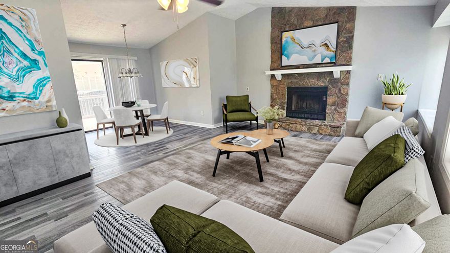Don't Miss This Incredible Opportunity in East Cobb! Step into this beautifully renovated 4-bedroom, 2-bath home nestled on a quiet cul-de-sac just minutes from shopping, dining, and convenient highway access. The home is located within walking distance to Kell High School. With a newer roof (just 1 year old) and five brand new front-facing windows on the way, this home combines style with peace of mind. Inside, enjoy fresh neutral paint, updated lighting, and modern flooring throughout. The spacious, open-concept layout features a warm and inviting great room with a stone fireplace, flowing seamlessly into the dining area-perfect for entertaining. The renovated kitchen boasts sleek stainless steel appliances and ample cabinetry. Retreat to the oversized primary suite with an updated en-suite bath, while three generous secondary bedrooms offer ceiling fans and plenty of space. Both bathrooms have been tastefully remodeled with modern touches. Step outside to a sprawling back deck, ideal for gatherings, overlooking a fenced backyard - room for a pool, a great space for pets, play, or relaxation. The 2-car garage features freshly painted floors. This move-in ready gem checks all the boxes-schedule your private tour today!