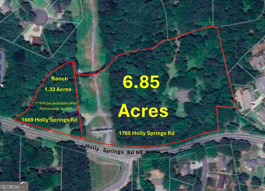 6.85 Acres in sought-after Pope High School District. Sewer on Site. Zoned R-30 with 600ft Road Frontage on Holly Springs Rd. Suitable for approximately 4 residential lots. One of the largest parcels available for residential development in East Cobb. Only 10 miles to Atlanta city limits and close to Shopping, Restaurants, Schools & Churches. Charming 1940's farmhouse with 3Bd/2Ba on site sold as-is.