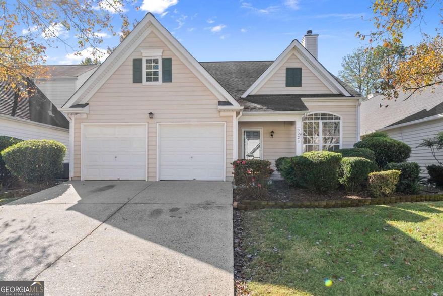 GREAT LOCATION! 3 BEDROOM 2 BATH home with PRIMARY BEDROOM ON MAIN in sought after Alpharetta - top-rated schools (Cogburn Woods, Hopewell, and Cambridge) and minutes away from downtown Alpharetta, Avalon and Halcyon. Upstairs loft is a perfect work from home office or can easily be converted to a 4th bedroom. All new interior paint and upstairs carpet gives this home a clean and bright feel.  Refrigerator, microwave and dishwasher recently replaced and all appliances are stainless. The main level offers the laundry room next to the primary bedroom and bath, a great room with fireplace open to the dining area and a light-filled kitchen. French doors open onto the private patio and the FULLY-FENCED BACKYARD.  Plenty of off-street parking with a level driveway and a 2-car garage. Upstairs offers 2 additional bedrooms, a full bathroom and large loft area. Coveted Avensong has a pool, tennis courts, playground and clubhouse which can be rented out. Access to GA 400 only 4 minutes away when the McGinnis Ferry/GA 400 interchange is opened in 2026!! Great for commuting. Come and join the vibrant community of Alpharetta and all it has to offer!!