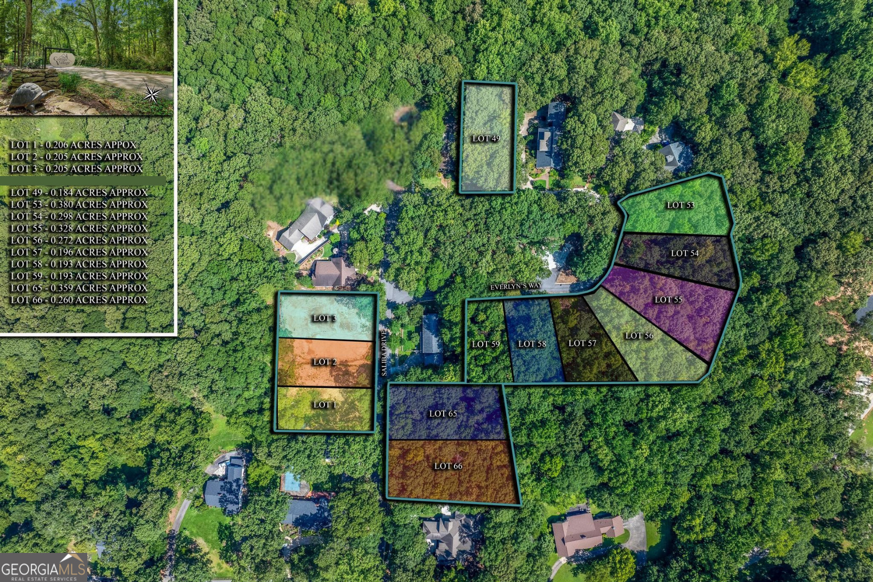 12 Lots for SALE PLUS Park/common area - Lots included in sale are 1,2,3, 49, 53,54,55,56,57,58,59- zoned single family and lots 65,66 zoned multifamily- purchase ONE or all to build your perfect in-town home. Located in the City of Hartwell, Cottage Village is within walking distance of downtown Hartwell. No active HOA, deed restrictions. The current developer enlarged the lot width. BE surrounded by NATURE and connect with a nice tree canopy in the community. City utilities are available, including sewer. Hart County(census 2024)- population 28K, Owner occupant 75%, Median income $57,052, median value of home 206K. Owner is a member of LLC and holds an active real estate license in GA