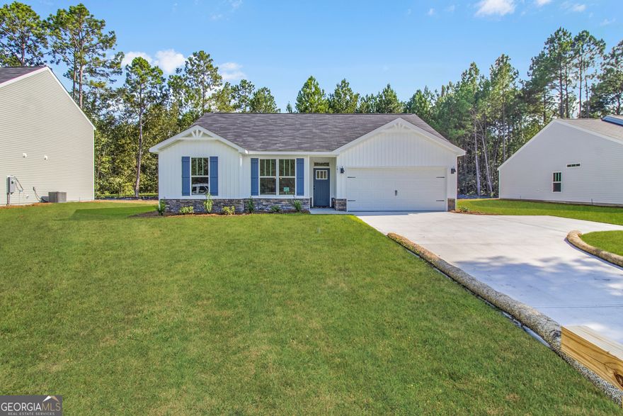 This home is under construction and will be move-in ready August 2024.  Photos are of "like" home and actual finishes and features may vary.  It's no coincidence that the single-story model is our best-selling home. The beautiful Creston B and B features a split-bedroom setup and an extremely spacious master bedroom made private by French doors. With a simplistic exterior design and plenty to offer inside, the Creston is an ideal settling spot for a family of any size!