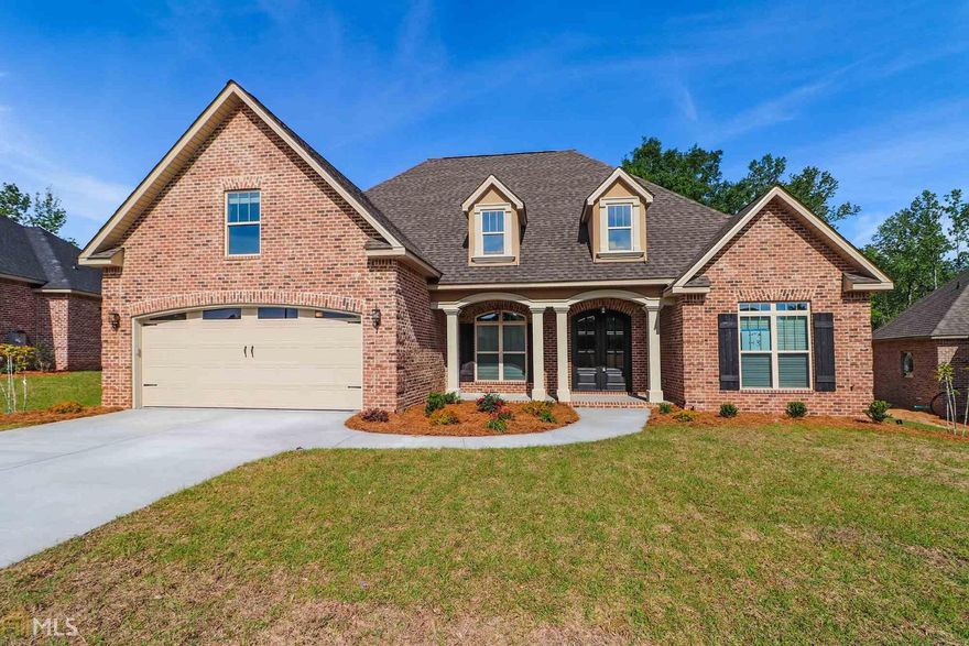 "The Alder Plan" All brick, one level home with engineered hardwood floors and granite counter tops.  Kitchen has large island and breakfast area.  Coffered ceilings in great room with gas fireplace.  Covered front and back porch.  Sprinkler system front & back and has privacy fence. Builder will contribute $3000 towards closing cost.