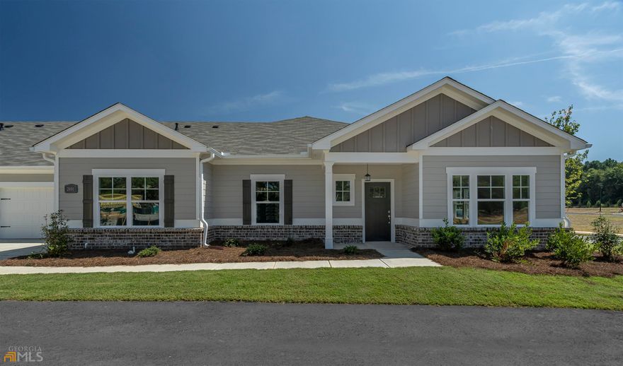 Savannah - Age in place in our 55 or better community. The open concept plan allows for the easy flow of traffic and conversation while entertaining. Buyers desiring a peaceful retreat will be drawn to the sprawling owners suite with sitting area, a zero-step tiled shower with bench, double vanities and a walk-in closet. This 3 bedroom one-story villa also features 36" cabinets, granite countertops, and tile backsplash in the open Kitchen. Connect with the outdoors on your covered patio. Stock photos.