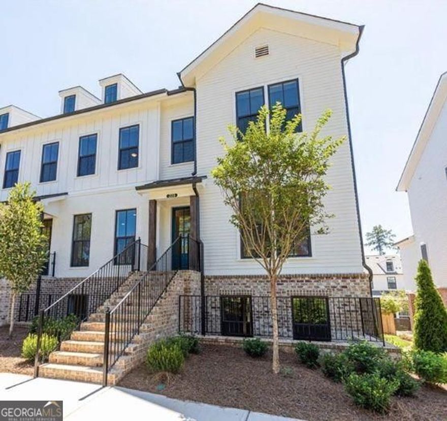 Discover the epitome of upscale living in this stunning townhome, nestled perfectly between the  Avalon shopping district and Downtown Alpharetta City Center. Enjoy the finest in dining, boutique shopping, free concerts, food/music festivals and seasonal farmer's markets, all within easy reach. Nestled in the prestigious sought after gated Chelsea Walk community, this stunning end-unit three story townhome offers the perfect blend of privacy, luxury and convenience, with a large fenced dog park, private pocket park, and direct and secure access to the Alpha Loop. This townhome offers plenty of natural light, 3 bedrooms, 3 and 1/2 baths, and over 2,500 square feet of luxurious living space. The open floor plan seamlessly connects the kitchen, family room, and sunroom/office creating a spacious and inviting atmosphere. The gourmet kitchen features stainless steel appliances, upgraded white cabinetry, large island, stone countertops and a sleek open design perfect for hosting gatherings. The oversized primary bedroom provides a serene retreat, complemented by a spa-like master bath with upgraded oversized frameless glass shower and spacious custom closet. Two generously sized secondary bedrooms offer ample closet space and each have their own full ensuite bathroom. It also offers a private deck, three extra large storage closets, fireplace, powder room on main, laundry on upper, HOA maintained landscape and lawns, and an unbeatable  location with under half a mile walk to both Downtown Alpharetta and Avalon. Don't miss this opportunity!