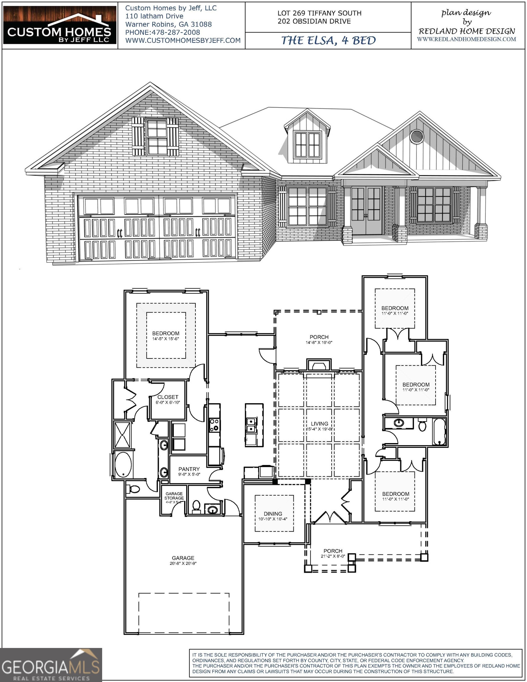 Come see this beautiful 4 bedroom, 2.5 bath, 2100 sqft home in The Tiffany South, the newest subdivision in Perry Georgia! The ELSA PLAN is all brick with EXCEPTIONAL construction crafted by Custom Homes by Jeff. This home features a GORGEOUS kitchen including beautiful cabinets, tile backsplash, granite countertops, stainless steel appliances, breakfast bar, and pantry! Tile floors in the kitchen, bathrooms, and laundry room. Engineered wood floors in the dining room, living room and hallway. The great room has a gas fireplace and coffered ceiling. Garden tub, tile shower, double vanity, and walk-in closet are features of the master suite. Front and rear covered porches. Exterior already selected. USDA Eligible. Lockbox when ready. Estimated completion date is late August 2025.