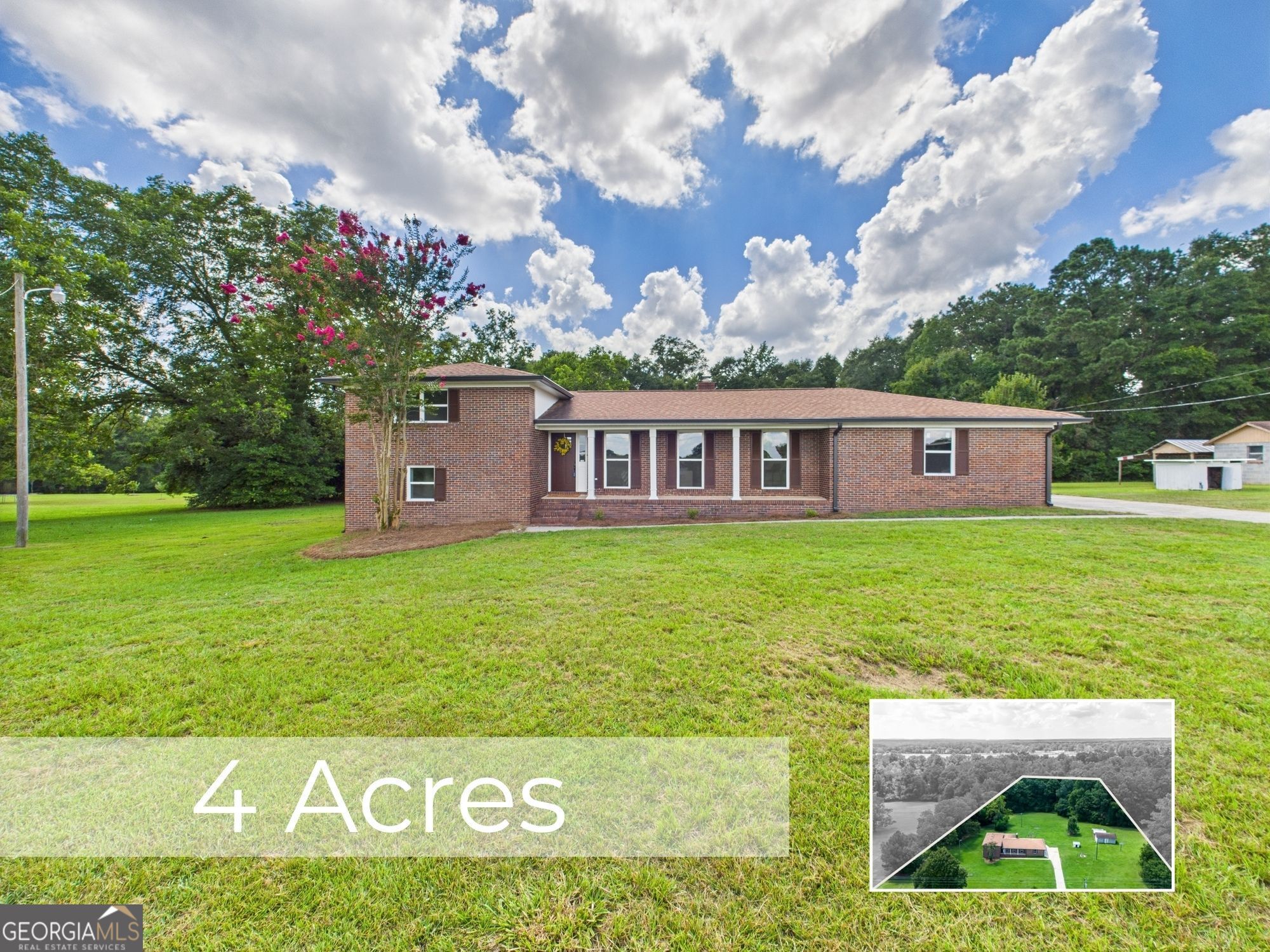 Welcome to this charming tri-level home on 4 peaceful acres in beautiful Lizella, Georgia! This spacious 4-bedroom, 3-bathroom property offers the perfect blend of comfort, space, and quiet country living. Step inside to a welcoming main level where the living area flows into the dining space and continues into a beautifully updated kitchen featuring a breakfast bar, new stainless steel appliances, tiled backsplash, pantry, breakfast nook and plenty of counter and cabinet space. Just beyond the kitchen is a separate cozy living area with a fireplace-perfect for relaxing evenings or entertaining guests. Downstairs, you'll find two bedrooms and a full bath-ideal for guests, teens, or a private suite with a door that takes you to the backyard. Upstairs features two additional bedrooms and two full bathrooms, including a large master suite. Enjoy your morning coffee on the inviting front porch, unwind on the screened-in back porch, or take in the view from the spacious back deck. Outside you'll also find a shed for storage and a small covered parking shelter. With multiple living and dining areas, a generous laundry room, and room to roam both inside and out, this home is a rare find-offering privacy, space, and convenience just minutes from town. Come experience all that country living has to offer!