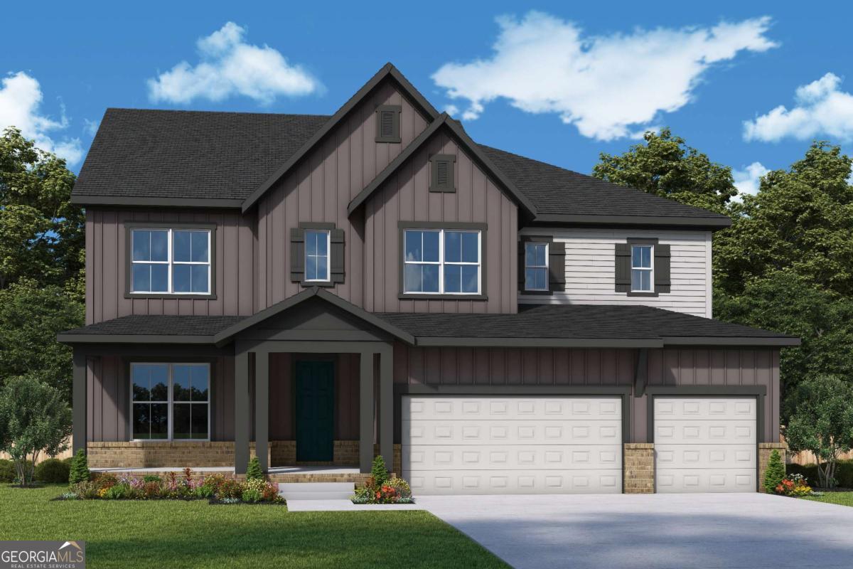 Step into the newest farmhouse addition to the Ellis Community - the Wynstone Floorplan, where modern elegance meets rustic charm. As you step inside, you'll be greeted by the warm glow of the Two-Story family room, perfect for cozy evenings with family or entertaining friends. The open kitchen layout is a chef's dream, with GE Profile Kitchen Appliances and a butler's pantry that offers plenty of storage for all your cooking essentials. Cabinets flow seamlessly through the dining room into the butler's pantry, making meal prep a breeze. Picture yourself opening the 12ft sliding glass door off the family room onto the extended covered patio, where you can enjoy the fresh air and sunshine while sipping your morning coffee. The upgraded engineered hardwoods add a touch of luxury and comfort to every room, creating a welcoming and inviting atmosphere. The guest bedroom on the main floor with a shared full bath right in the hall provides a private retreat for visitors, while the second-floor Jack and Jill styled secondary bedrooms offer convenience and space for the whole family. The spacious utility room makes laundry day a breeze, and the owners retreat is a true sanctuary with a spacious walk-in closet and a deluxe super shower for a luxurious end to your day. This home is more than just a place to live - it's a haven where everyday needs are met with style and comfort. Come and experience the inviting charm and modern comforts of the Wynstone Floorplan - your perfect home awaits you.