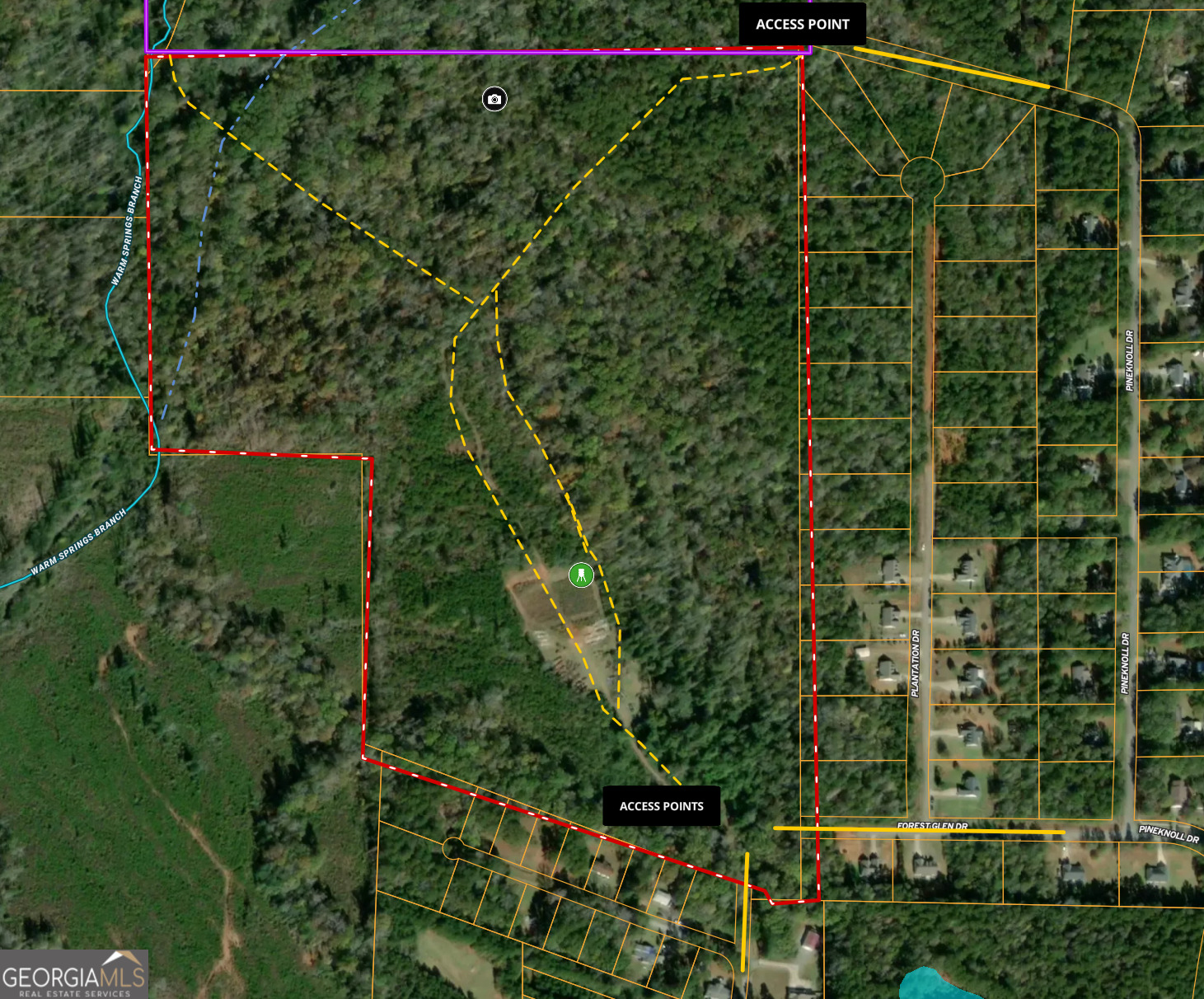 ATTENTION HUNTERS AND RECREATIONAL ENTHUSIASTS! 75 acres of prime hunting and recreational land are now available in Warm Springs, Meriwether County, Georgia. Located minutes from the historic and storybook town of Warm Springs. This exceptional property boasts a diverse landscape with mature hardwoods, pines, and multiple food plots, offering abundant wildlife, including deer and turkey. Having been minimally hunted over the past decade, the land is brimming with opportunities for avid hunters. It features an established internal road system, free flowing year-round stream and easy access through multiple ingress and egress points, making it ideal for hunting, family retreats, or long-term investment. Surrounded by large tract landowners and set in a peaceful, rural environment, this property is perfect for those seeking a serene weekend getaway or a lucrative investment. Whether for recreation or development, this land offers endless possibilities! Travel times: Minutes to downtown Warm Spring and less than 20 minutes to Pine Mountain~ 45 minutes to Newnan & Peachtree city~ 1 hour to Hartsfield-Jackson Atlanta International Airport~ 35 minutes to Lagrange~50 minutes to Columbus and for our Florida Friends: 4 hours to Florida Panhandle~ 6.5 hours to Tampa and 9 hours to Boca Raton. Jordan's Gentlemen's Farm truly offers something for everyone. Call listing agent for interactive map of this amazing hunting/recreational parcel. Do not enter property without a confirmed appointment. Hunting parcel offers gated access from Parham Road, Forest Glenn Drive and Pineknoll Drive Warms Springs.