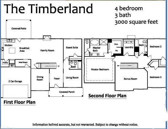 **NEW CONSTRUCTION** Lot 63 The sough-after Timberland is a spacious 3000 sq foot home! This plan has many upgrades, including Mohawk hardwoods throughout the foyer, kitchen, separate dining room, breakfast, hallway, and family room. Family room and living room located on the first floor and an additional bonus/media room upstairs. The kitchen has custom-built cabinets, a walk-in pantry, and quartz countertops. The master bath has his/her closets, double vanity, a spacious walk-in tiled shower, and a separate soaking tub. The electric fireplace is located in the family room, and don't forget the covered back patio! * Under Construction- To be completed December* Photos are representative of the floor plan*
