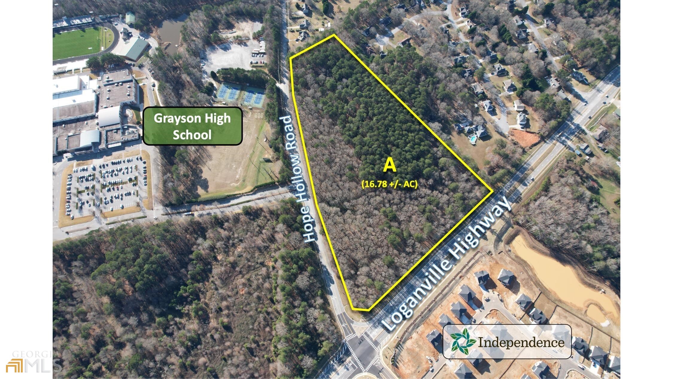 PROPERTY OVERVIEW: The Norton Commercial Group is proud to represent the commercial component of the 746-lot Independence master-planned community (almost completely built out!) in eastern Gwinnett County just outside of the Grayson city limits. Our firm is offering 10 separate commercial outparcels ranging from 1.7 acres up to 16.78 Acres to serve the expansive growth in the region. With housing starts and population increasing quickly, this is an opportunity to shape the commercial market along the Loganville Highway corridor. Positioned just 27 miles northeast of Atlanta, this submarket includes a population of 473,231 within a 10-miles radius to the site. All 10 sites will benefit from full lighted access. Sites are mostly level to very gently rolling. Lot 1 recently sold to Chick-fil-a and Lot 3B sold to Encompass Health both in 4Q24. Come join the commercial development momentum currently underway. Sites have access to all utilities including public water and sanitary sewer and are zoned C-2. Sophisticated Seller open to shifting property lines to accommodate Buyer needs. LOCATION OVERVIEW: The site is located just 27 miles northeast of Midtown Atlanta along the Loganville Highway corridor connecting Lawrenceville to Grayson to Loganville. Site is just 2 miles from Grayson town center and 6.5 miles to Lawrenceville. Within a 5 mile radius, there have been 895 new home starts over the last 12 months. There are 32,400 vehicles passing the site per day with over 200 new homes currently under construction within a 5 mile radius of the site. Subject property is within the Grayson High School District.