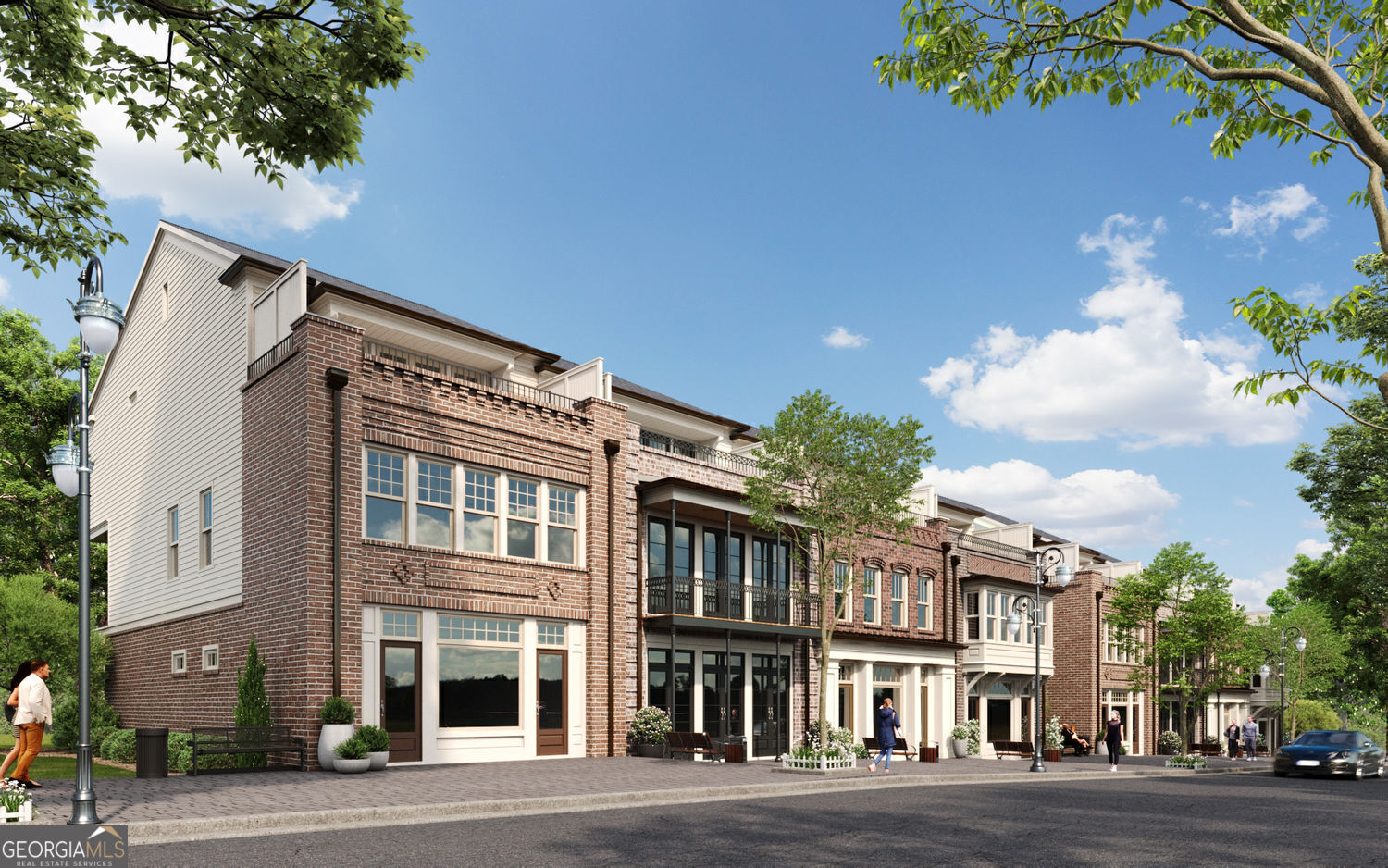 End Unit-New Construction Townhome in the Heart of Downtown Senoia. Experience elevated living in this beautifully designed three-story townhome by JW Collection-The Seneca, ideally located within walking distance to the shops, restaurants, and vibrant entertainment of Downtown Senoia-all just 40 minutes from Hartsfield-Jackson Atlanta International Airport. Spacious & thoughtfully designed Interiors over 3,200 square feet of expertly crafted living space, this townhome is perfect for those seeking a blend of luxury, comfort, and convenience. Street-Level Entry. Step inside from the charming streetscape into a private two-car garage with additional golf cart parking, a bedroom with full bath, and a flex space ideal for a home office, gym, or media room. Main Level - Designed for Entertaining..The open-concept second floor features a great room with a fireplace, dining area, and a keeping room that seamlessly flows to a covered 10' x 12' deck-perfect for indoor/outdoor entertaining. The gourmet kitchen is a chef's dream, complete with Stainless steel KitchenAid appliances, Gas cooktop with custom wood venthood, Quartz countertops, Walk-in pantry with custom wooden shelving and a stylish powder room completes this level. Top Floor - Private Retreat...Upstairs, the owner's suite impresses with a spa-inspired bath, featuring a large, tiled shower, dual quartz vanities, and a custom walk-in closet system. Also on this level are a secondary bedroom with full bath, a versatile media room, and a private 24' x 10' rooftop sky terrace with spectacular views of the Gin Property neighborhood and Senoia's historic charm. The home's classic exterior blends timeless elegance with modern materials, including brick and Hardie plank siding. Every detail reflects the JW Collection's commitment to quality craftsmanship and design excellence. Don't miss your opportunity to own a luxury townhome in one of Georgia's most picturesque and walkable communities. Interior photos shown are representative of finishes from a similar community and not of the actual unit. Home is currently under construction.